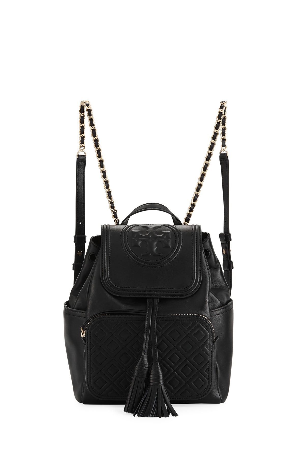 Tory Burch Fleming Leather Backpack- Black