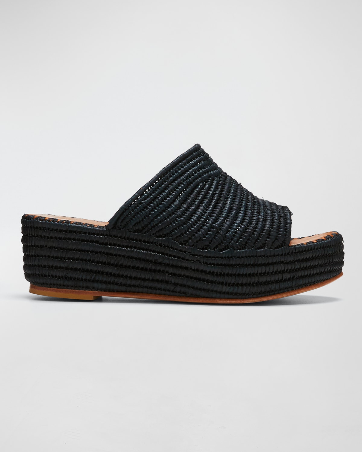 Carrie Forbes Woven Raffia Flat Slide Sandals | Neiman Marcus