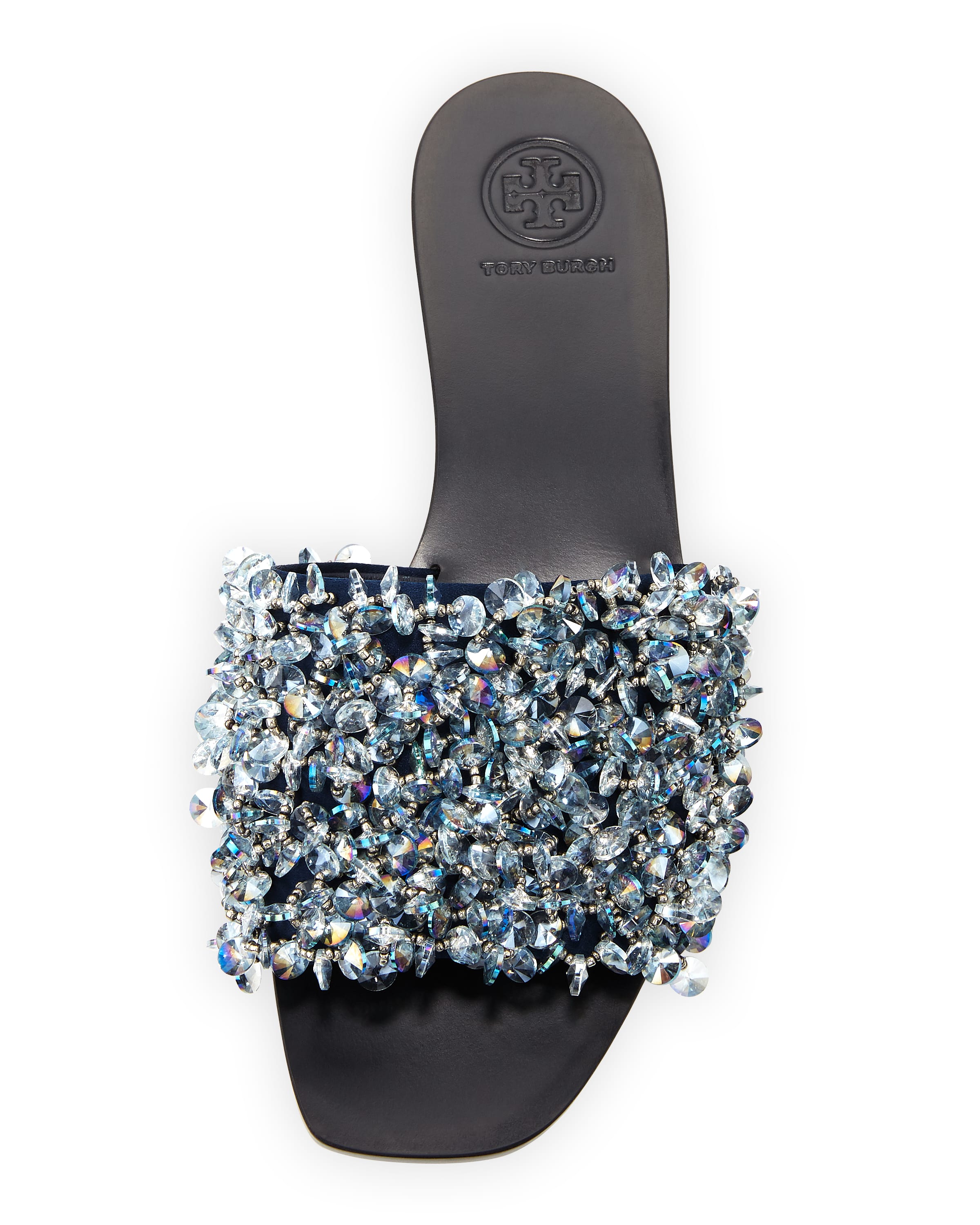 Tory burch logan embellished slides sale