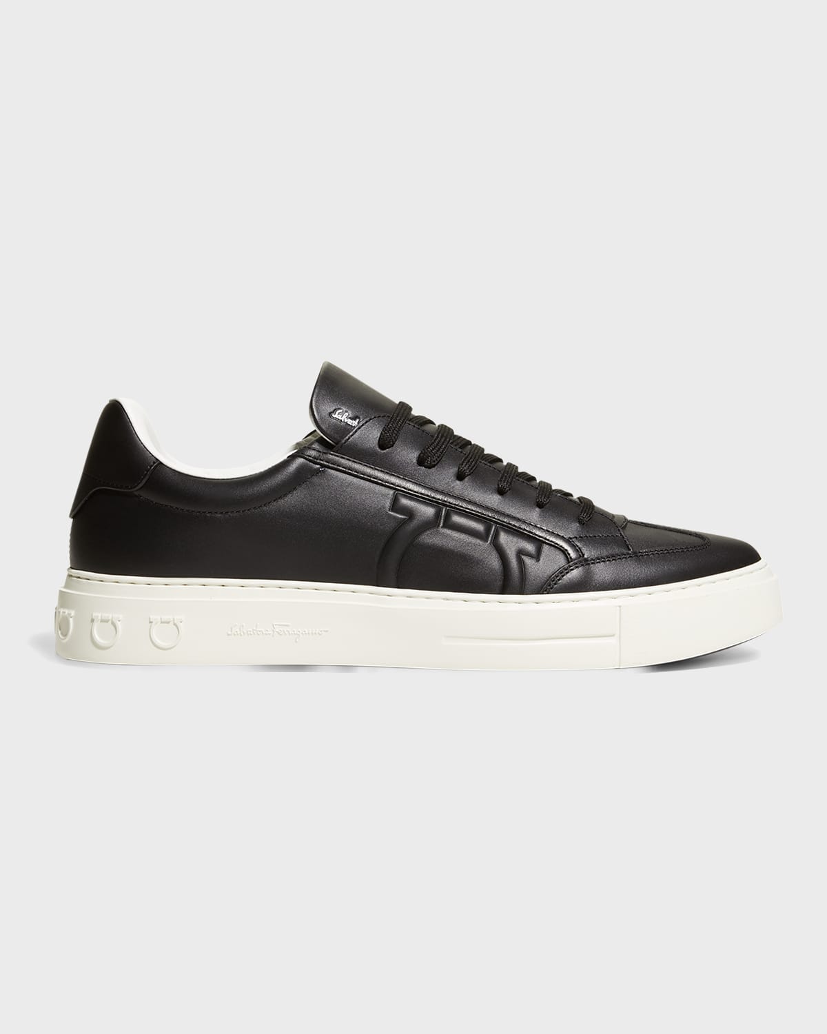 Men's Borg Leather Low-Top Sneakers Black