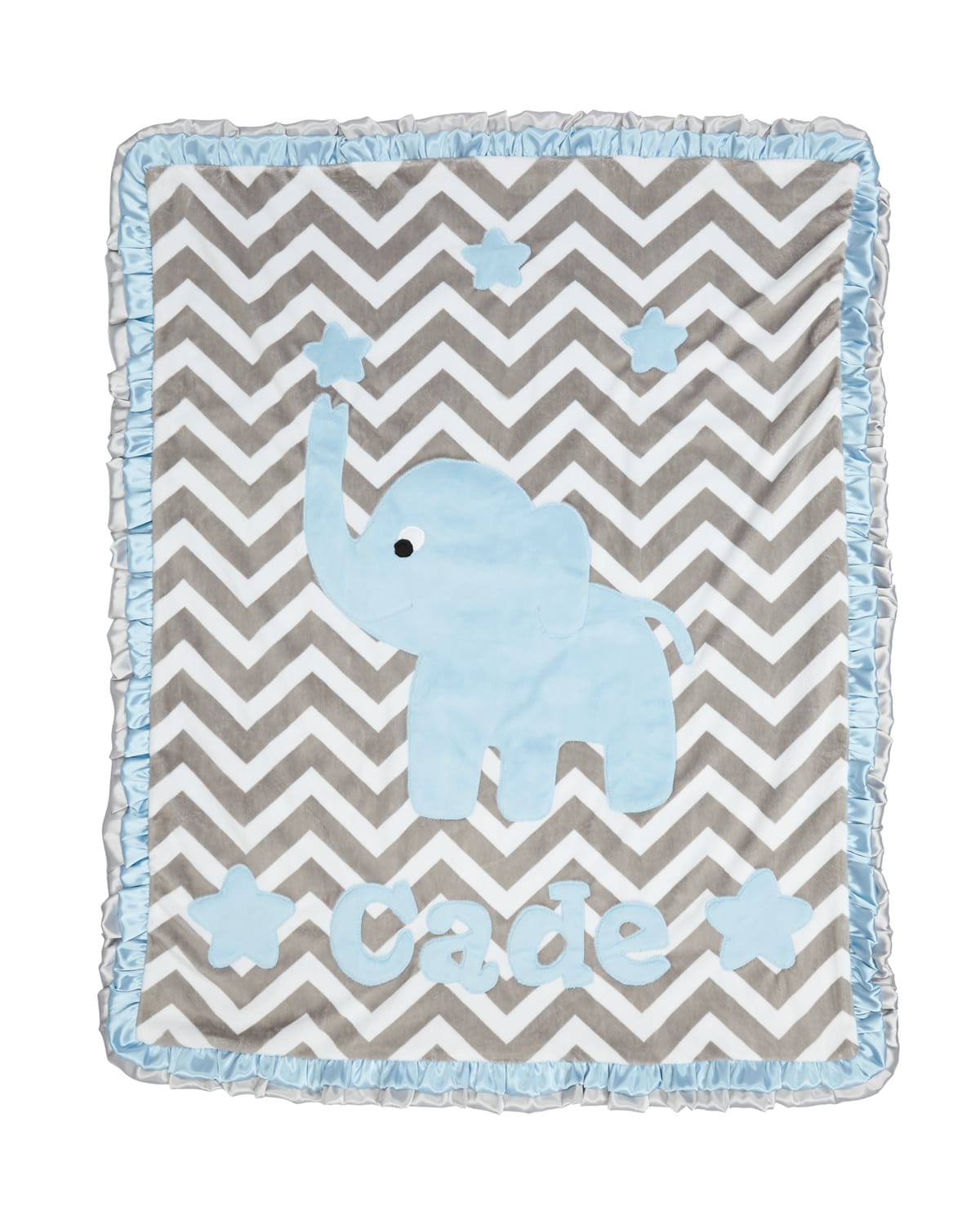 Boogie Baby Personalized Good Sport Plush Blanket, Gray/Blue Neiman