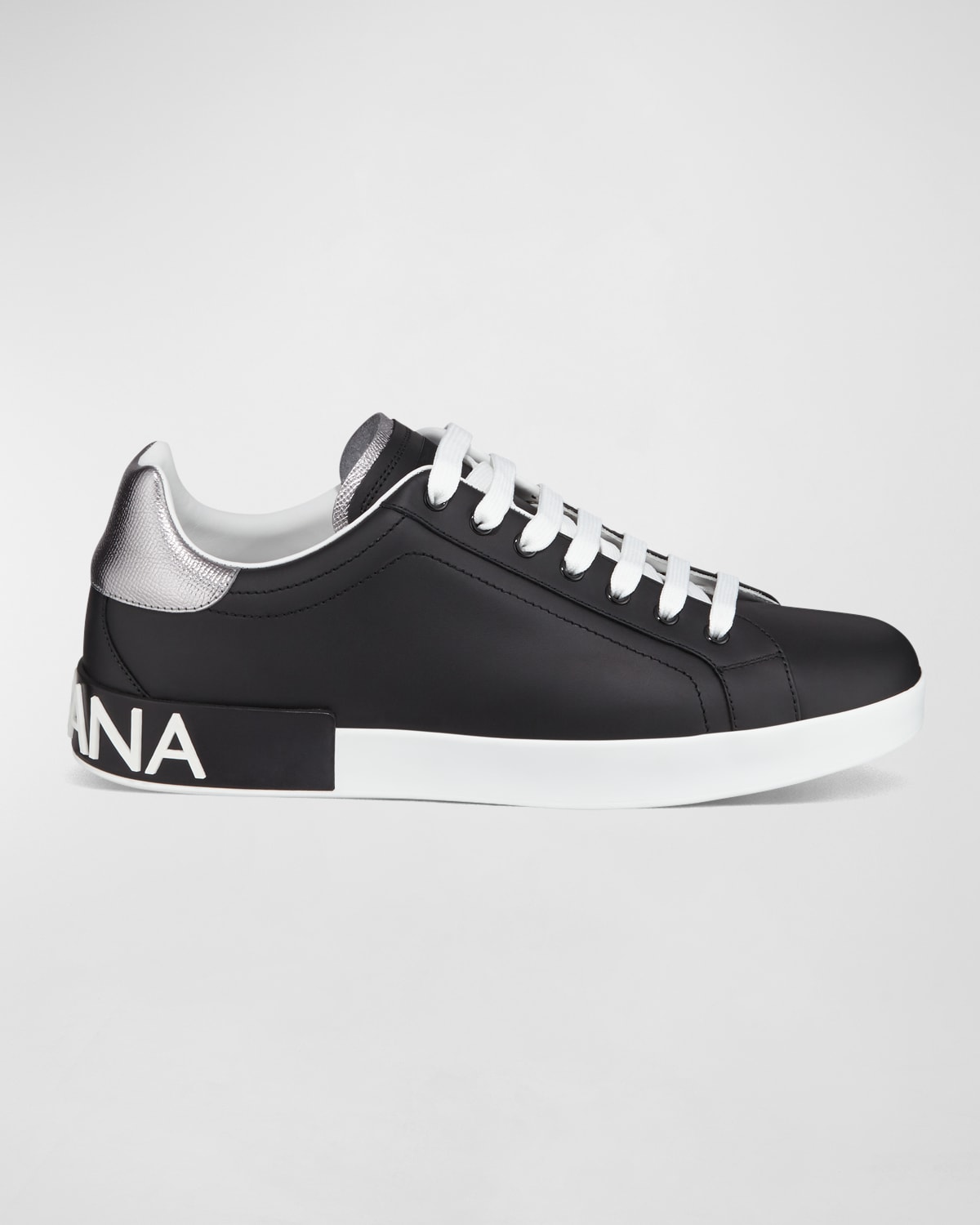 Dolce&Gabbana Men's Portofino Logo Leather Low-Top Sneakers | Neiman Marcus