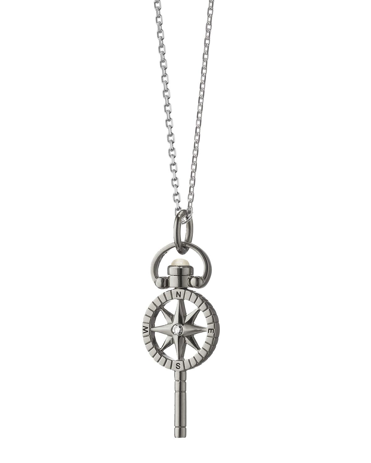 925 Sterling Silver Compass Charm Pendant - 20mm Satin Polished For Necklace