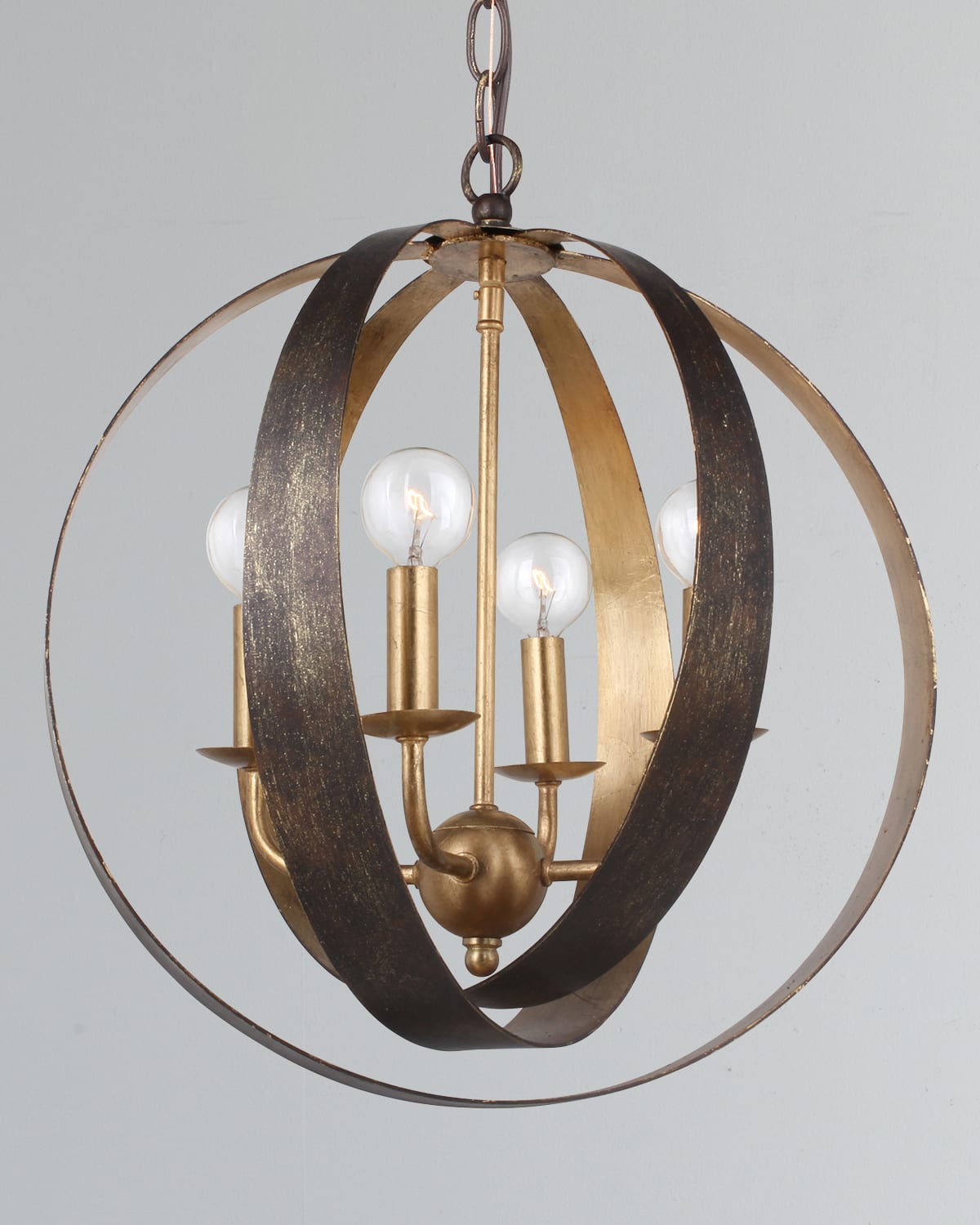 Crystorama Broche 4Light English Bronze and Antiqued Gold Sphere Mini