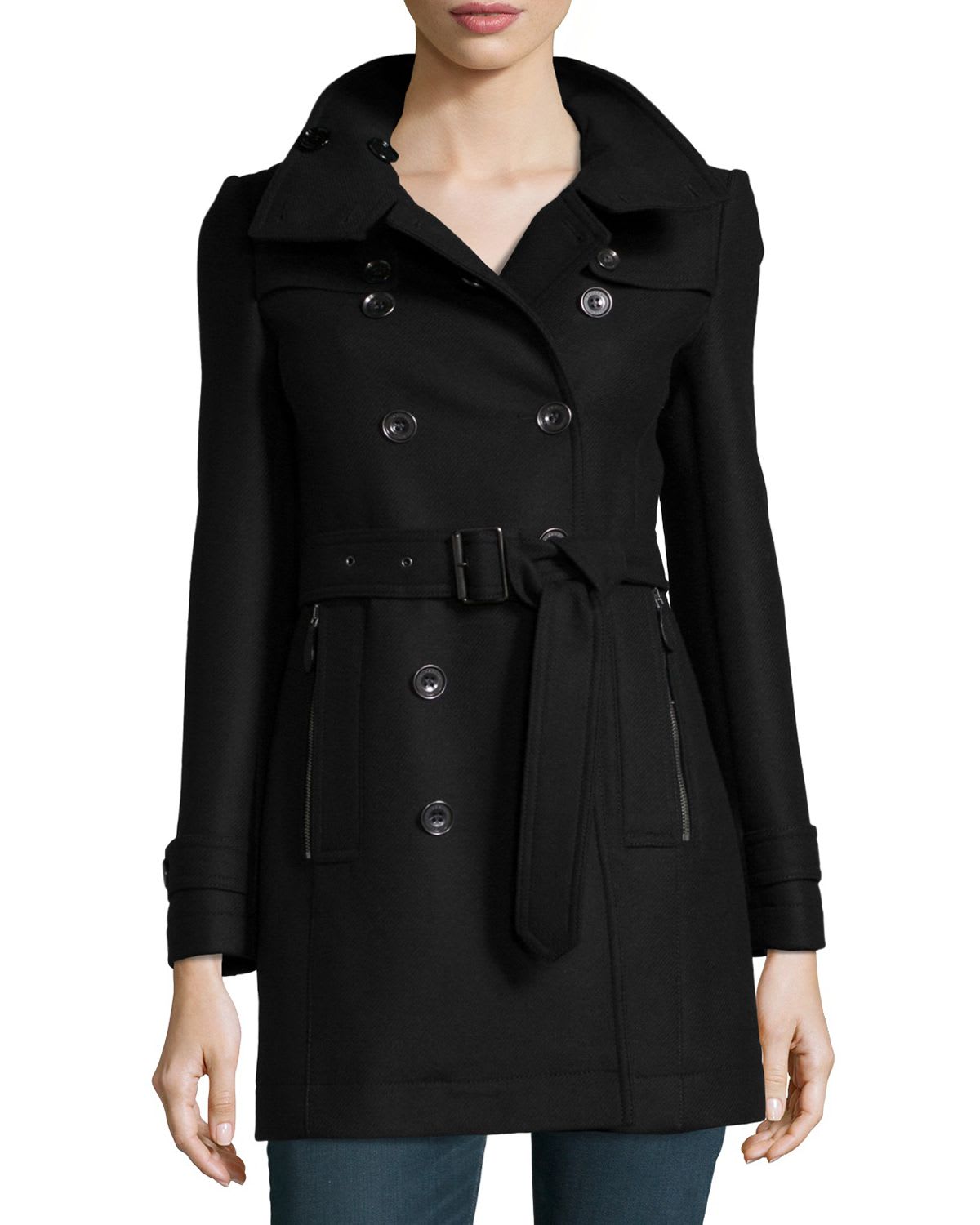 Burberry Daylesmoore Wool-Blend Zip-Pocket Trench Coat