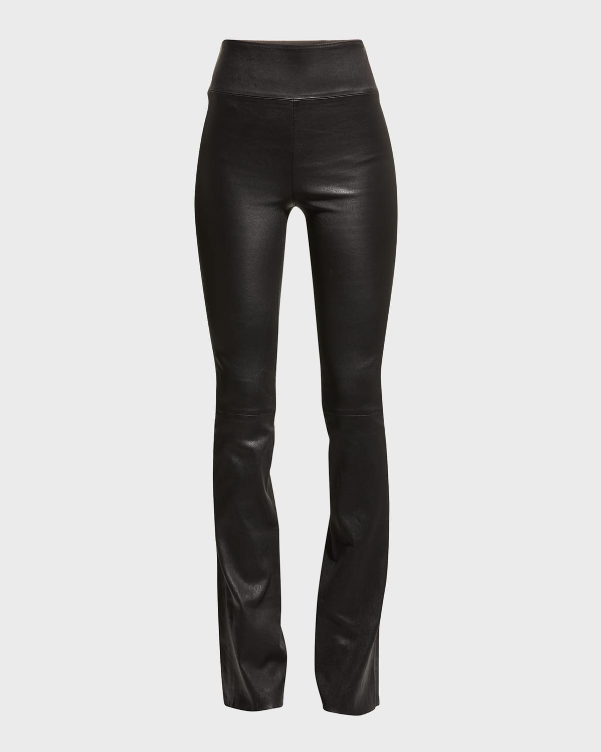 SPRWMN HighWaist FlareLeg Cropped Leather Leggings Neiman Marcus