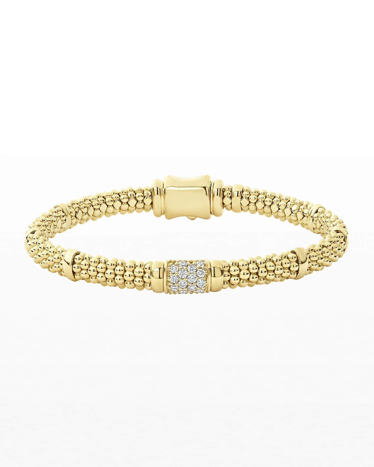 LAGOS 18k Caviar Gold Diamond Rope Bracelet - 9mm, Size M | Neiman Marcus