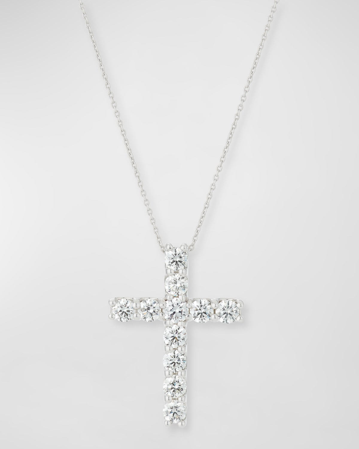 Roberto Coin 18k White Gold Small Diamond Cross Pendant | Neiman Marcus