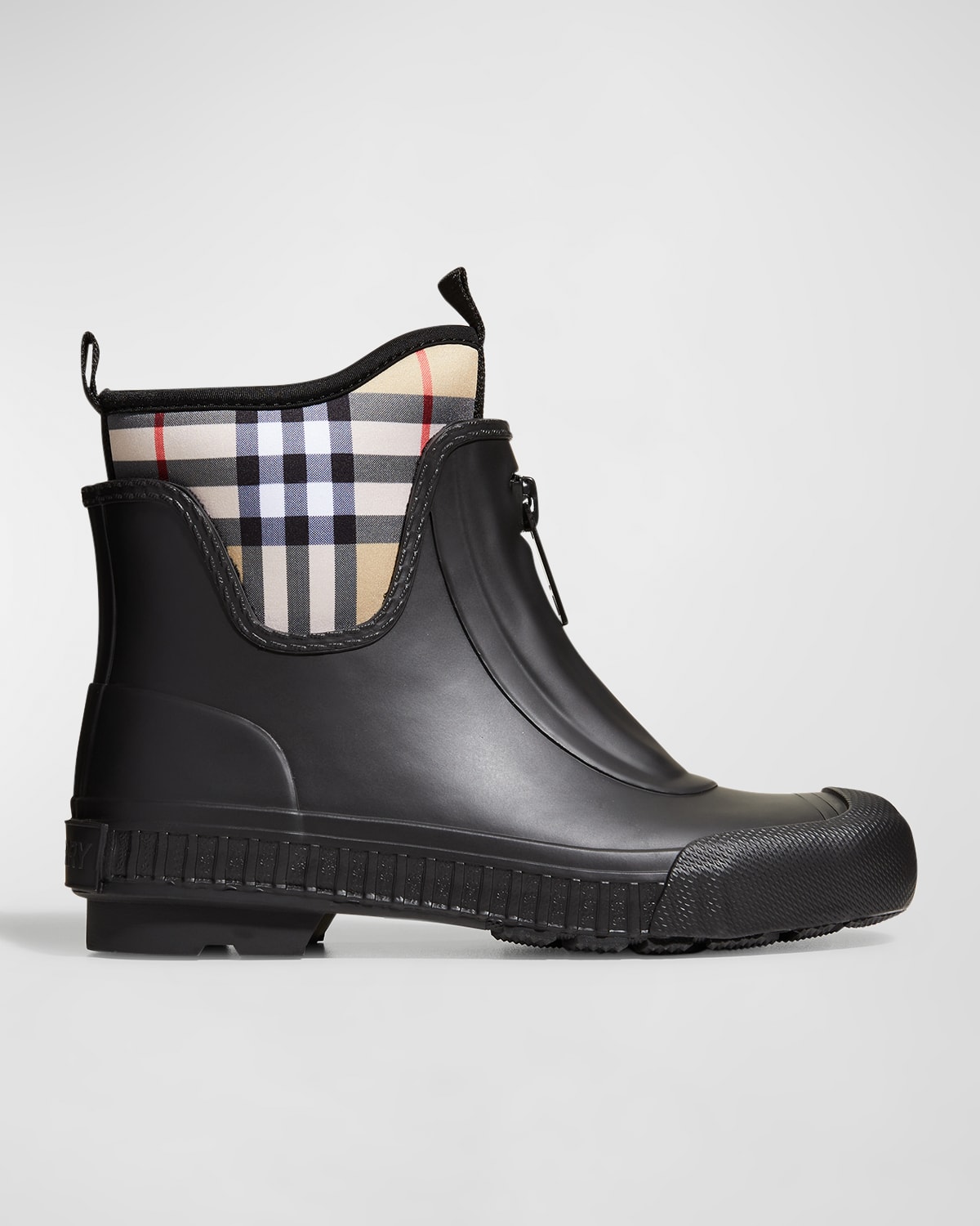 pryle vintage check leather ankle booties