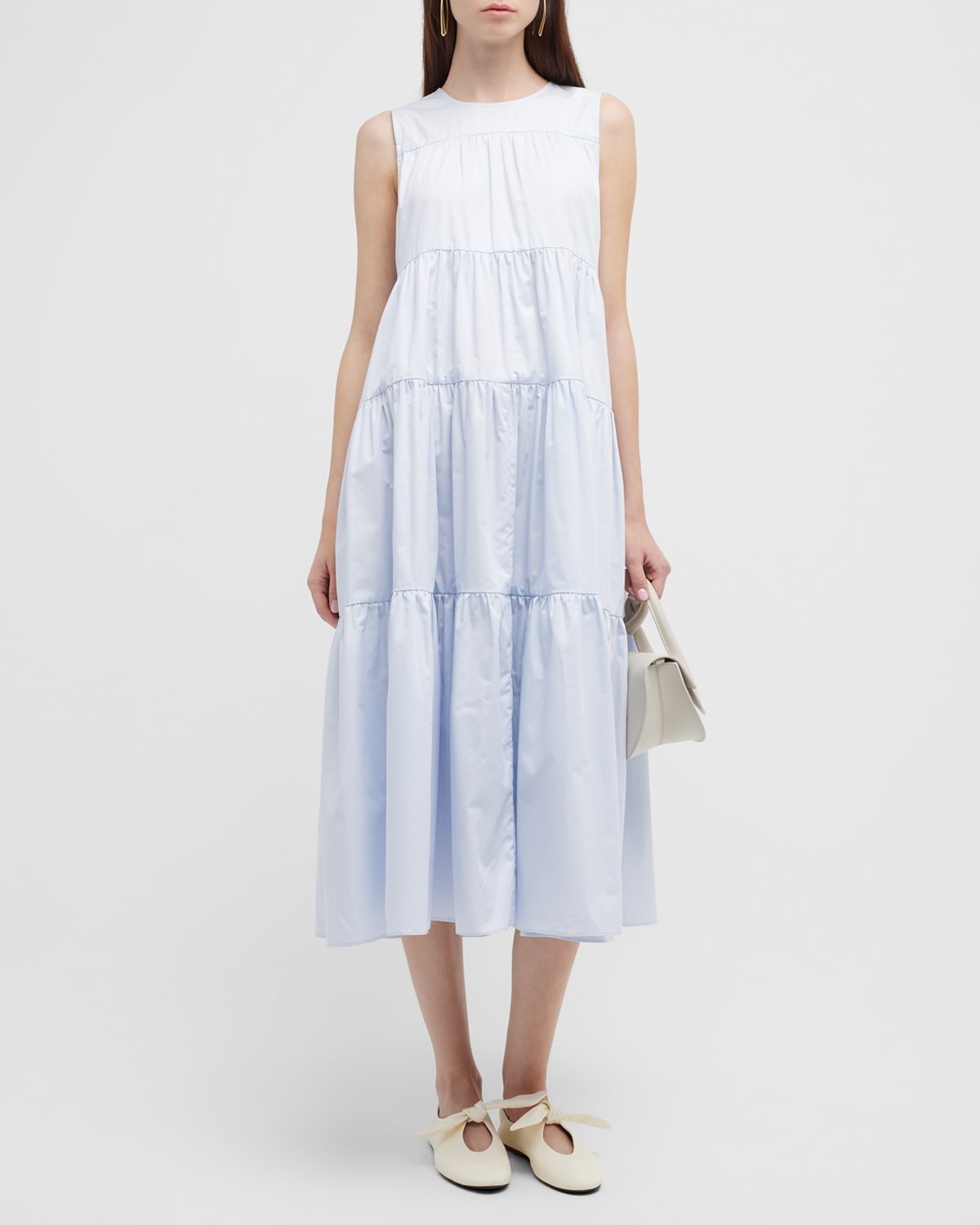 Co Sleeveless Tiered Cotton Dress Neiman Marcus