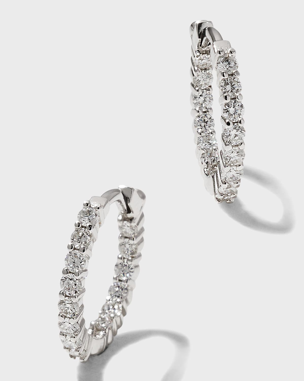 Roberto Coin 13mm White Gold Diamond Hoop Earrings 0 7ct Neiman Marcus