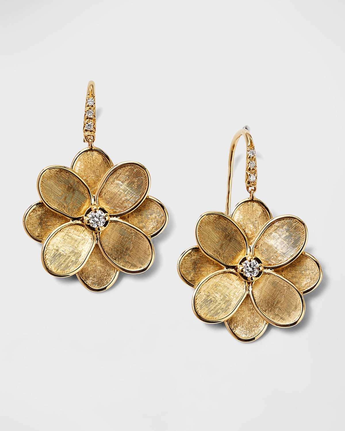 Marco Bicego Petali 18k Flower Drop Earrings w/ Diamonds | Neiman Marcus