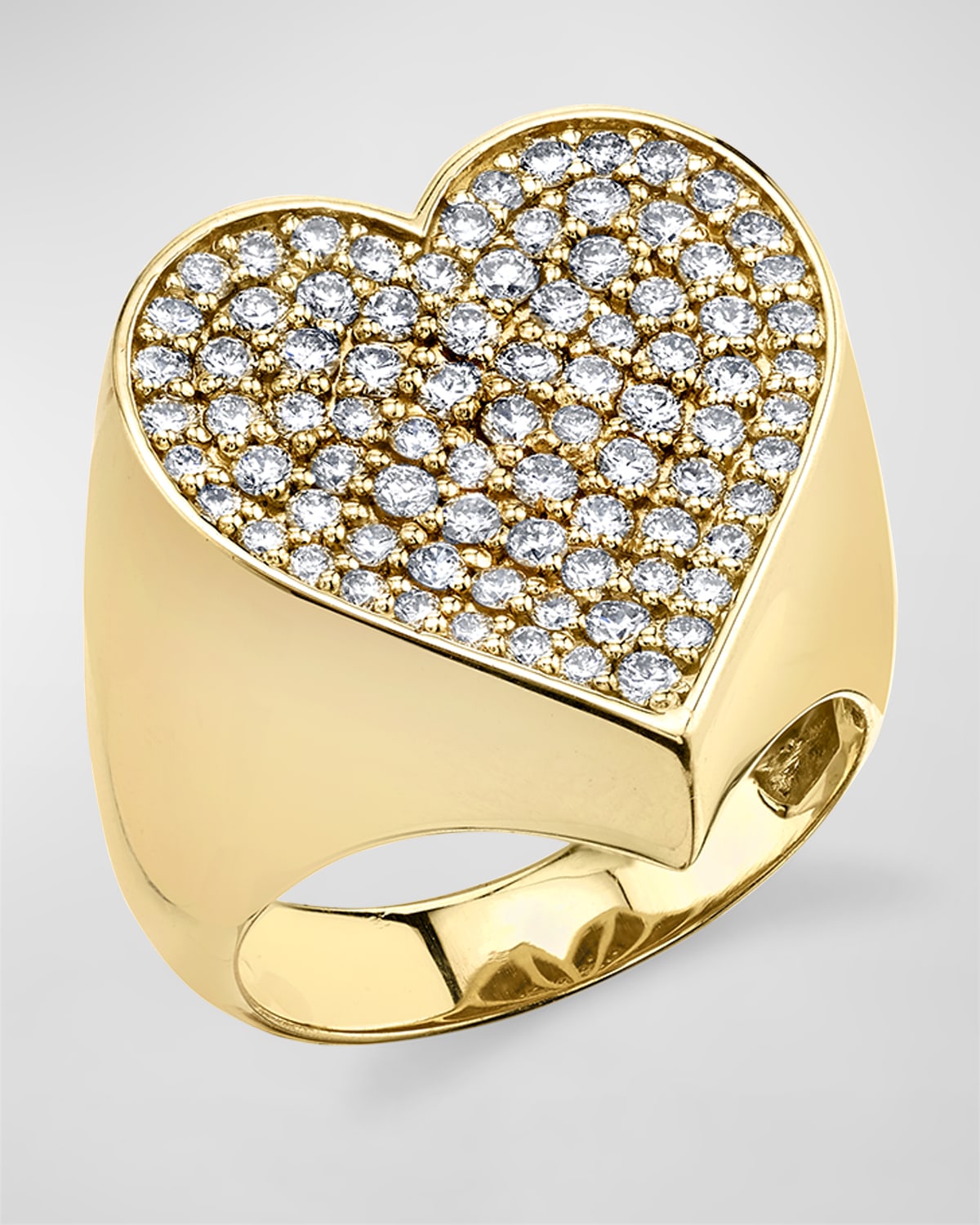 Sydney Evan Yellow Gold Heart Signet Ring With Marquise Eye Neiman Marcus