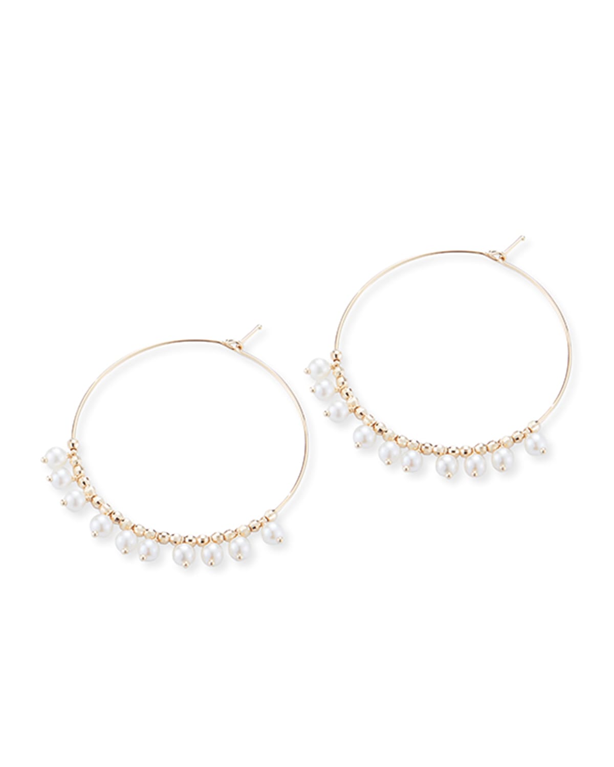 Mizuki 14k Gold Medium Pearl Hoop Earrings Neiman Marcus