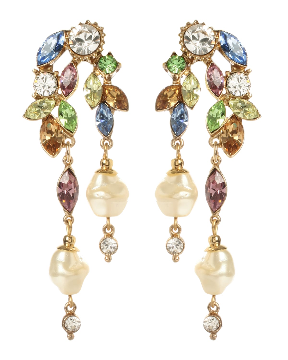 BenAmun Linear GlassPearl And Crystal Drop Earrings Neiman Marcus