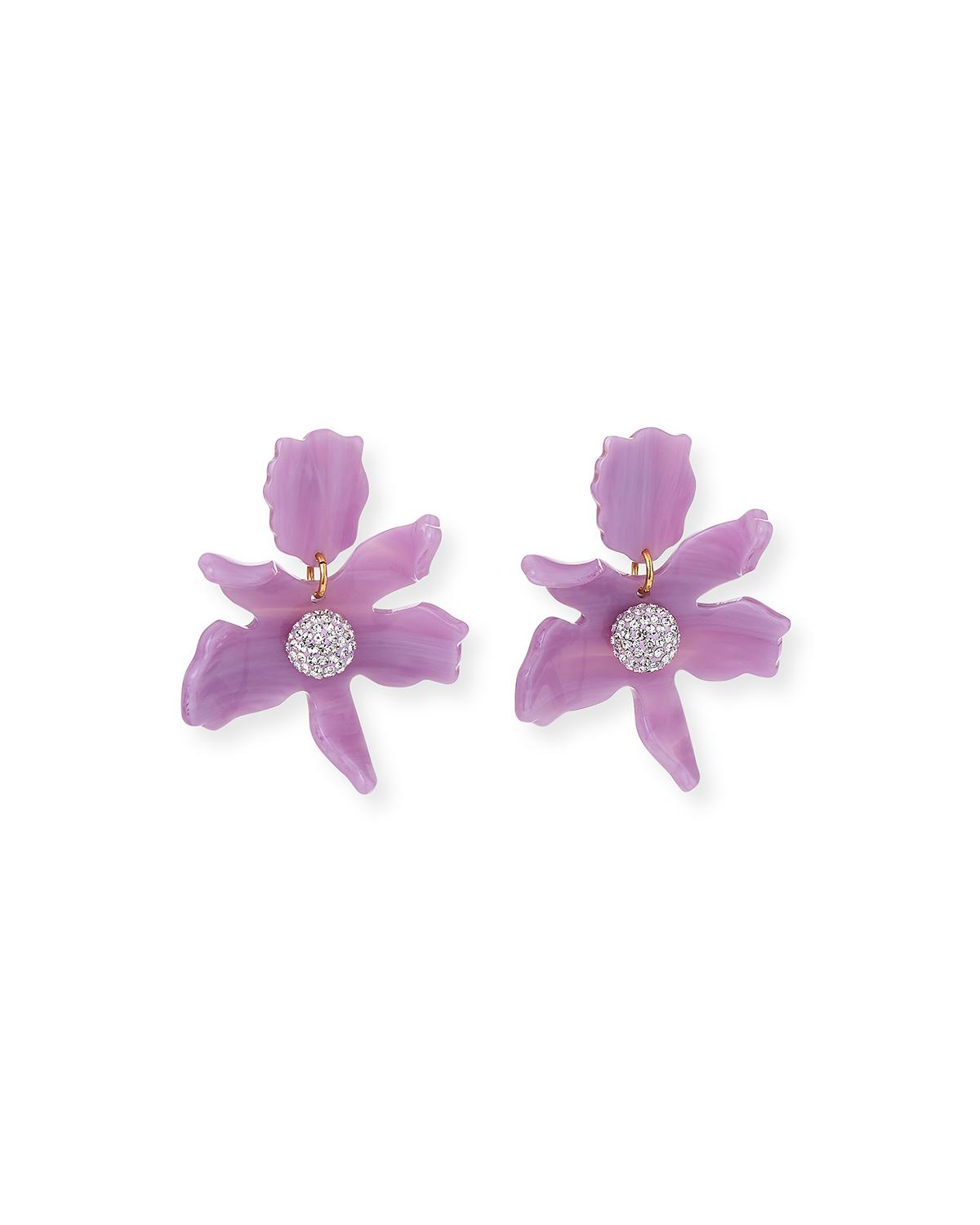 Lele Sadoughi Crystal Lily Drop Black Jet Small Floral Earrings 168$ Lele Sadoughi Earrings | The RealReal main image 2