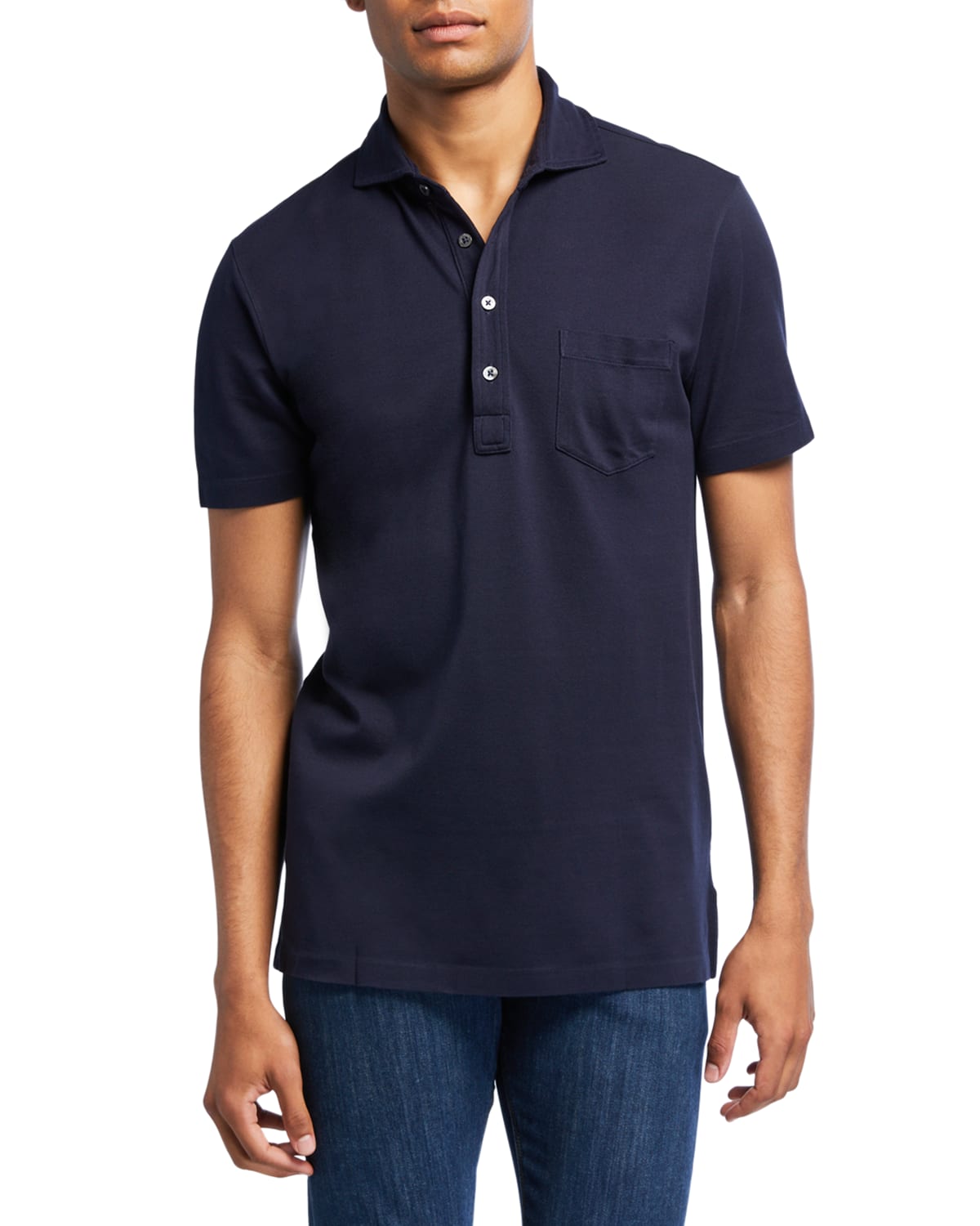 Peter Millar Solid Stretch Jersey Sean Self Collar Polo Shirt - Navy*