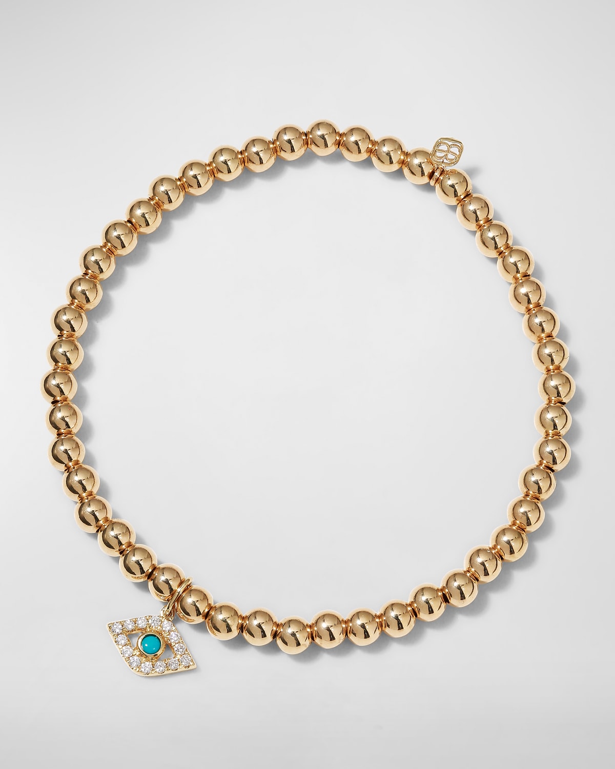 Sydney Evan Large Bezel Evil Eye Charm on Smooth Round Chrysocolla