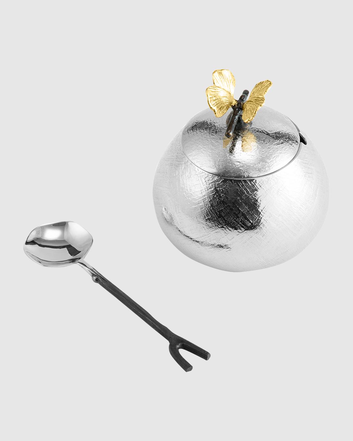 Michael Aram Butterfly Ginkgo Glass Nut Dish with Spoon Neiman Marcus