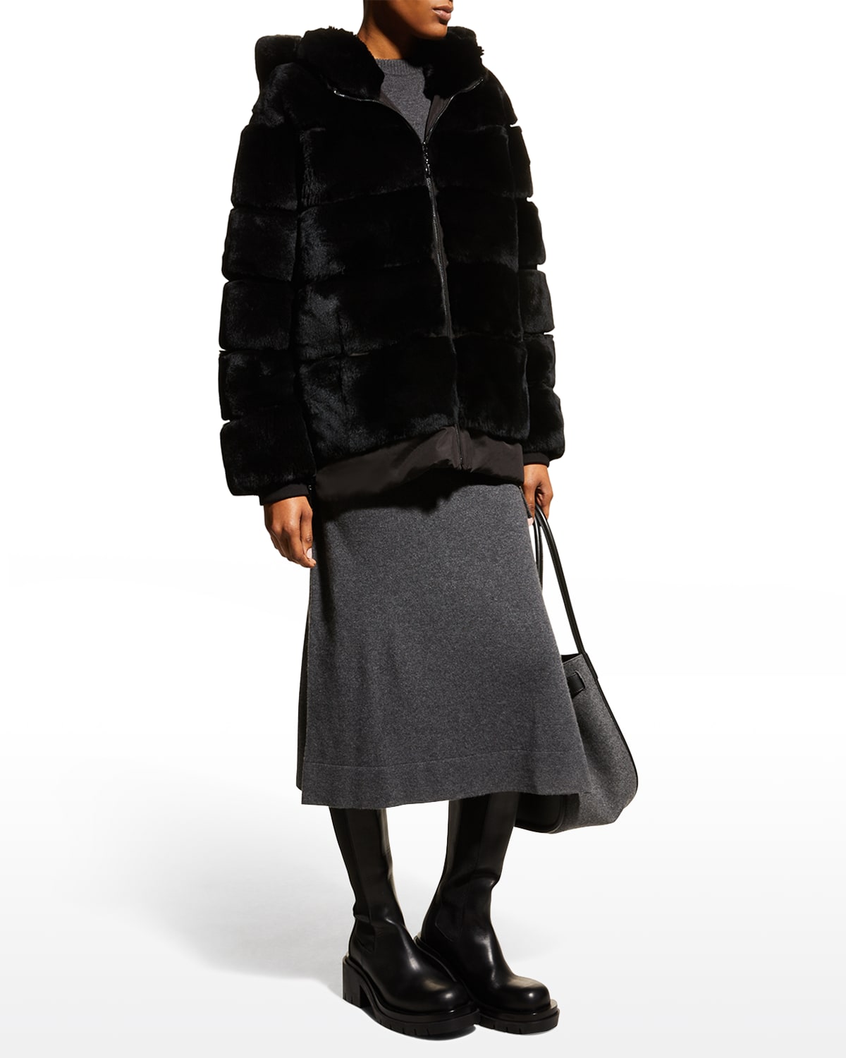 rabbit fur hooded jacket