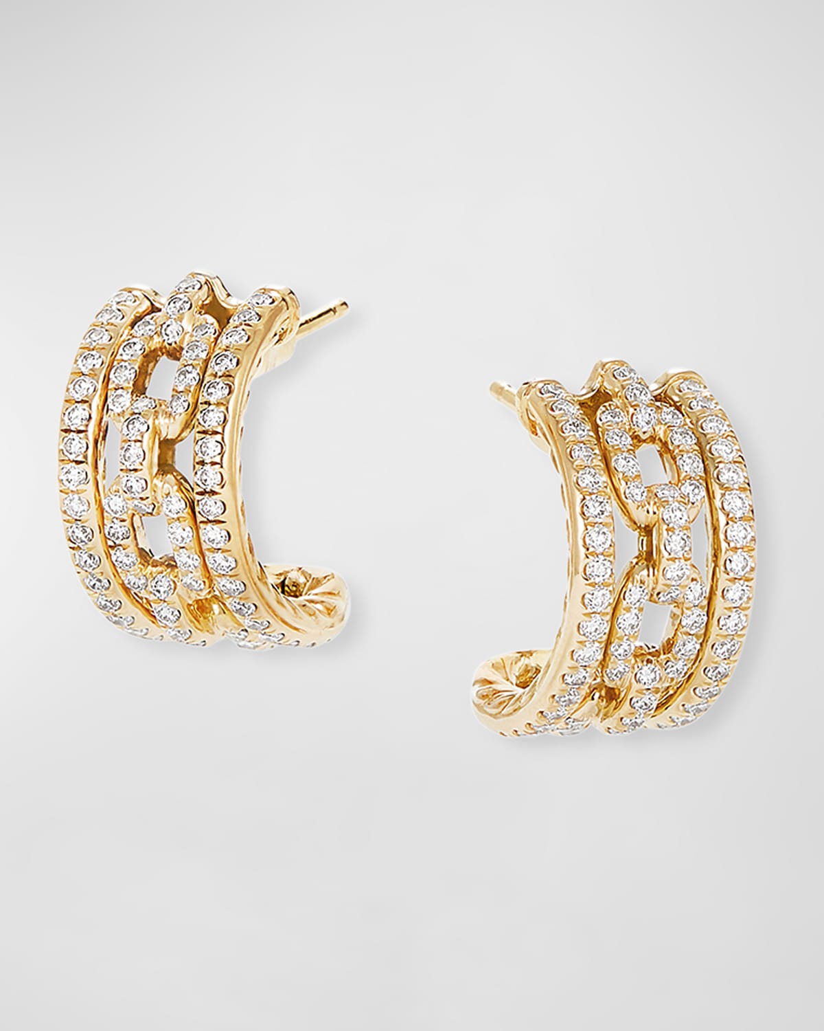 David Yurman Stax Medium Chain-Link Hoop Earrings with Diamonds in 18K ...