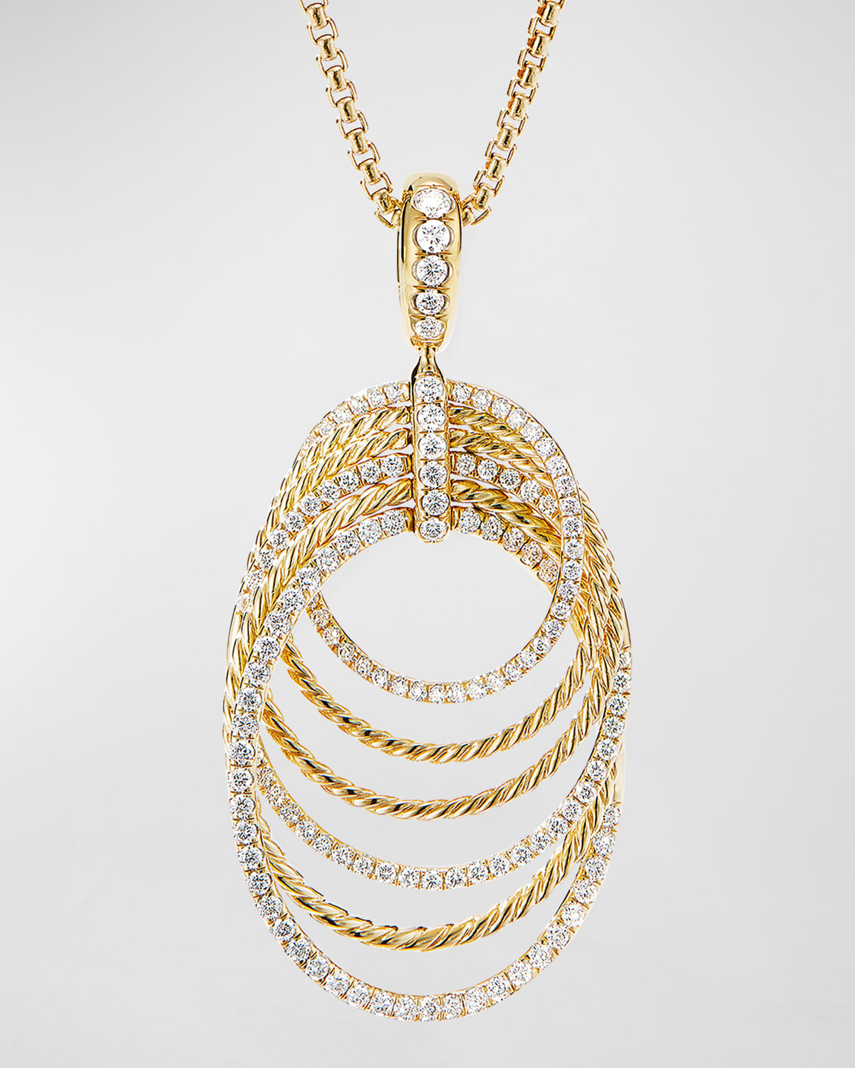 David Yurman Carlyle Pendant with Diamonds in 18K Gold, 44.5mm | Neiman ...