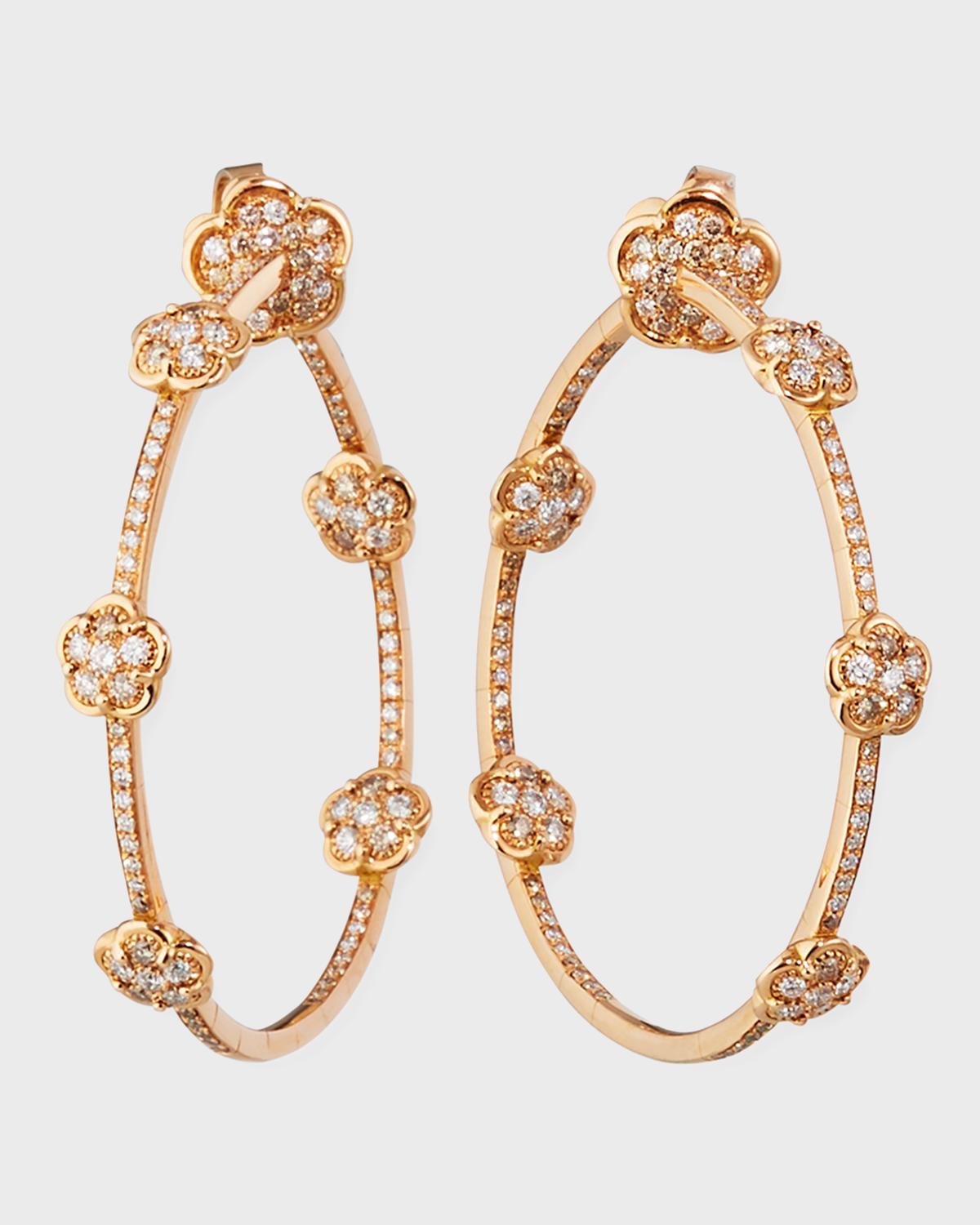 thumbnail interactive-video image 1 of CWWZircons 585 Gold Color Blue Red CZ Flower Hoop Earrings For Women Circle Earrings 1 of 5
