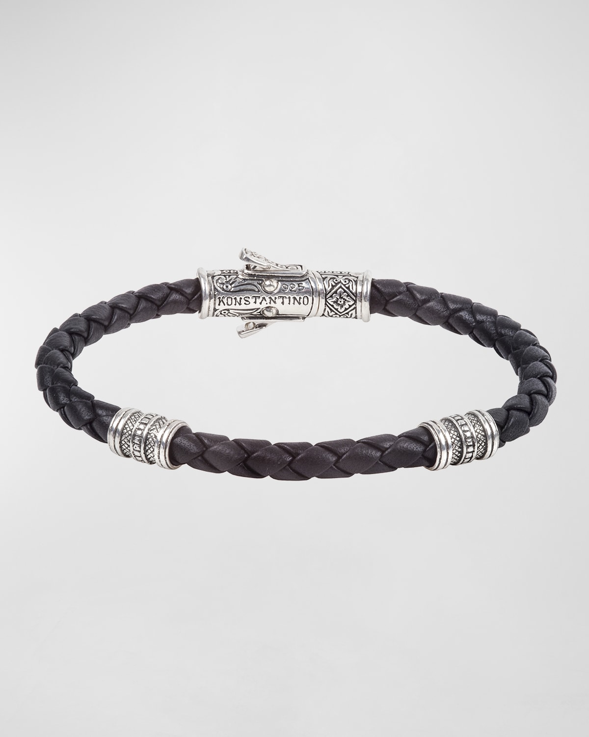 Konstantino Men's Two-Tone Braided Leather Bracelet | Neiman Marcus