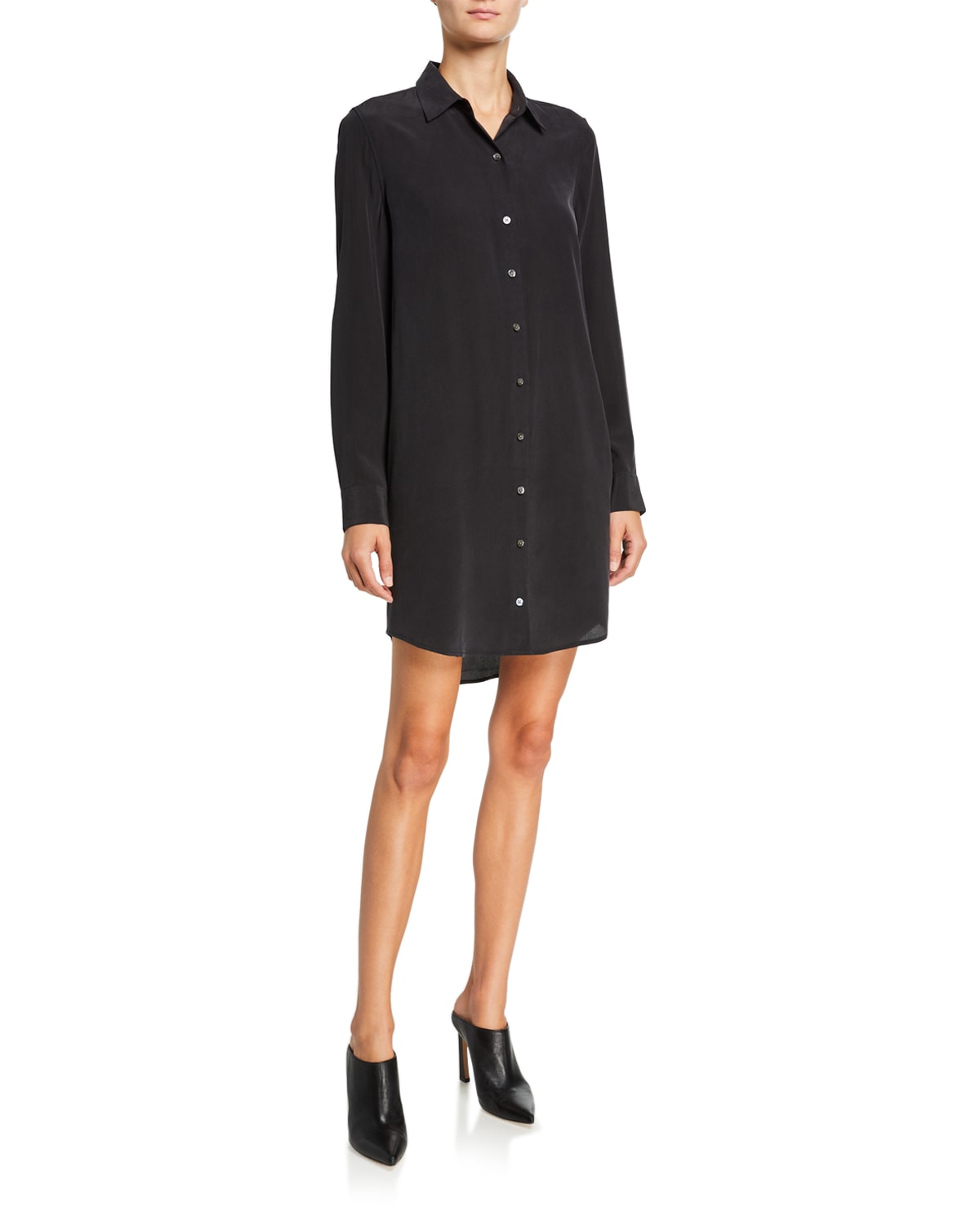 Long-Sleeve Silk Shirtdress | Neiman Marcus