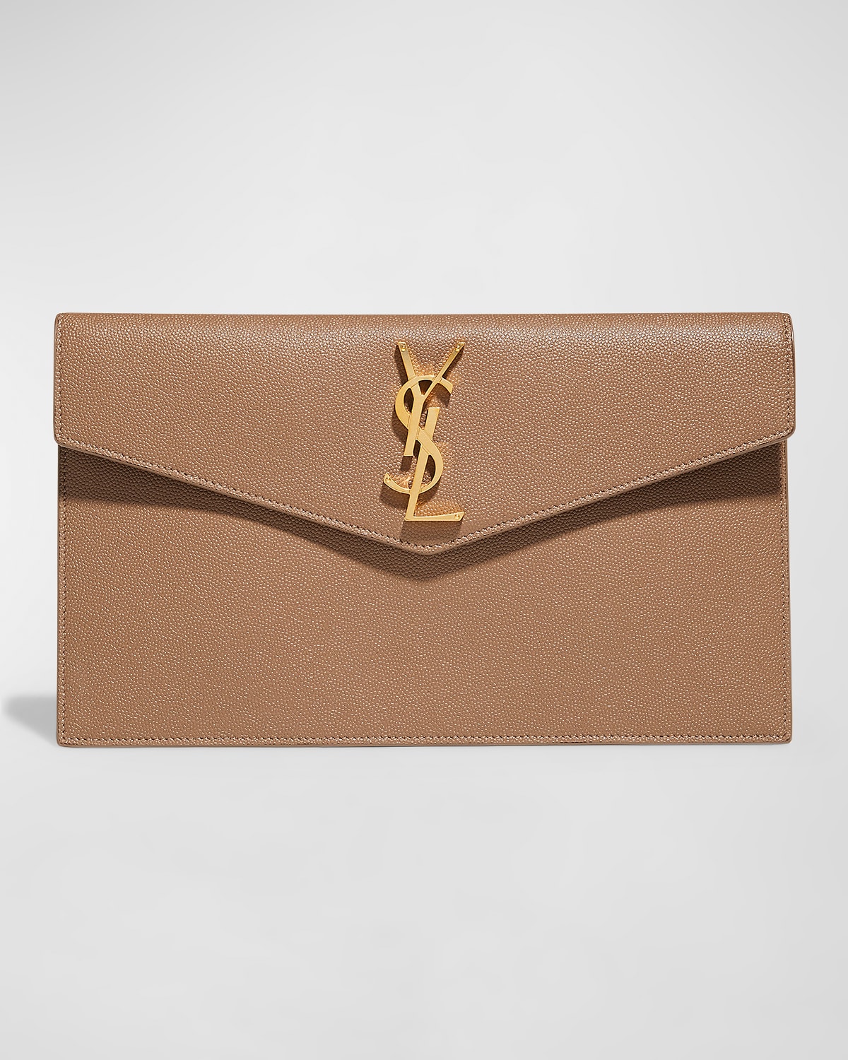 Saint Laurent Uptown YSL Pouch Wallet In Grain De Poudre Embossed