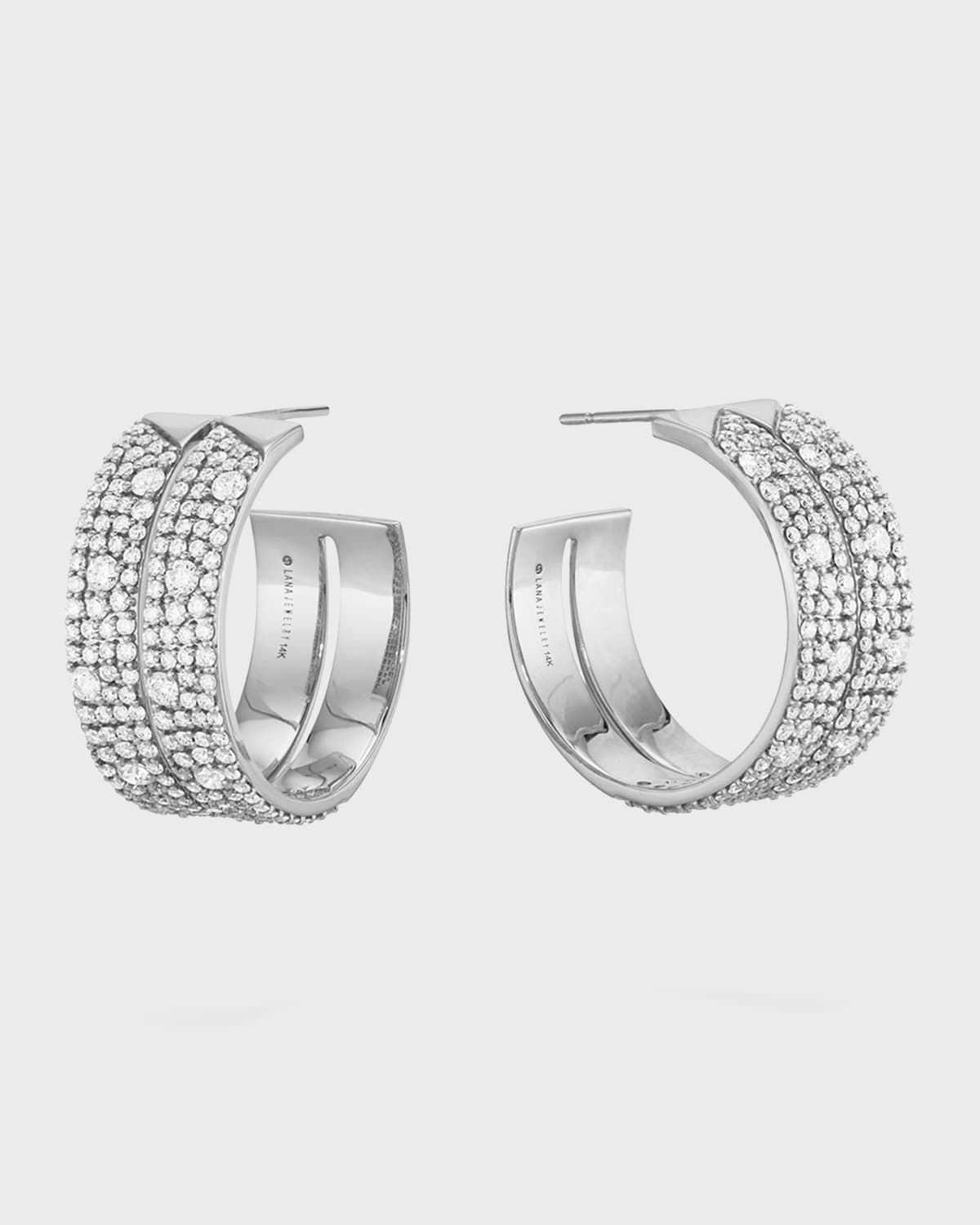 Lana 14K White Gold Mega Flawless Upside Down Diamond Hoop Earrings. 65mm, Women's, Earrings Hoop Earrings