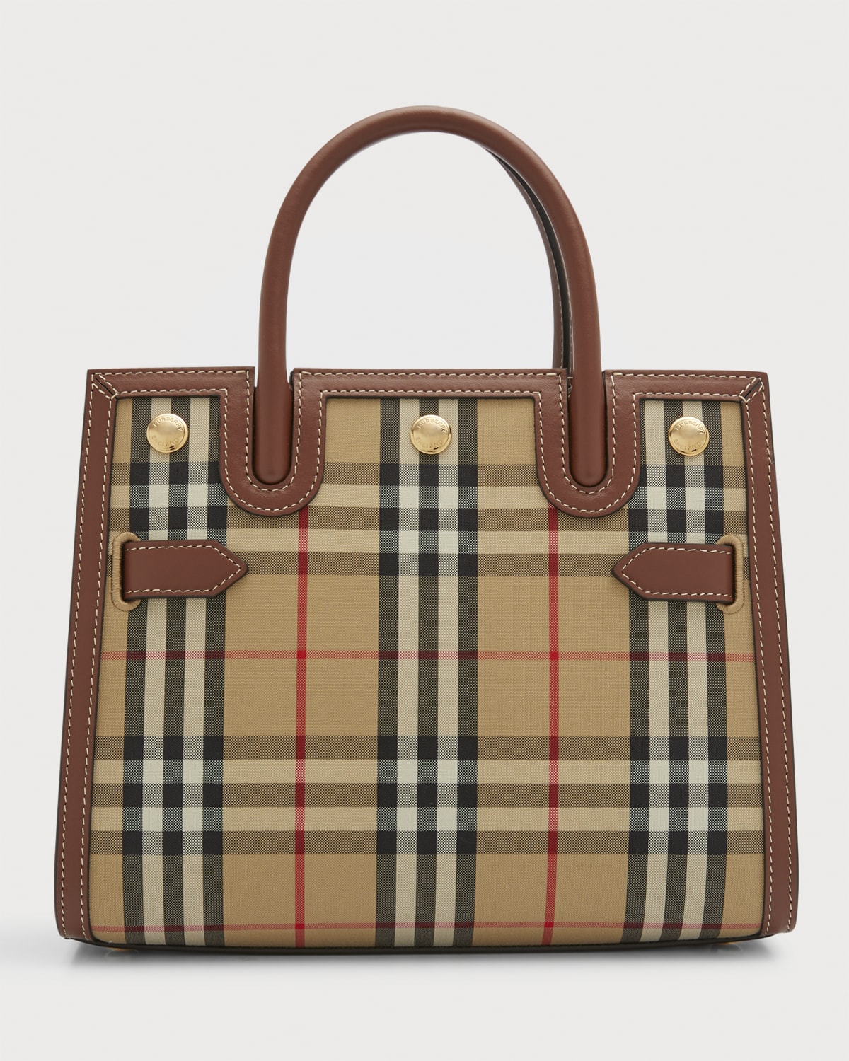 Burberry Medium Vintage Title Check Leather Satchel Bag | Neiman Marcus