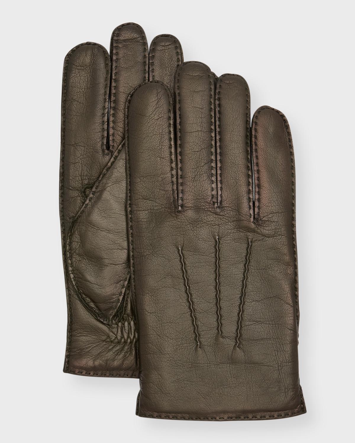 Agnelle Men's Patina Leather Gloves | Neiman Marcus