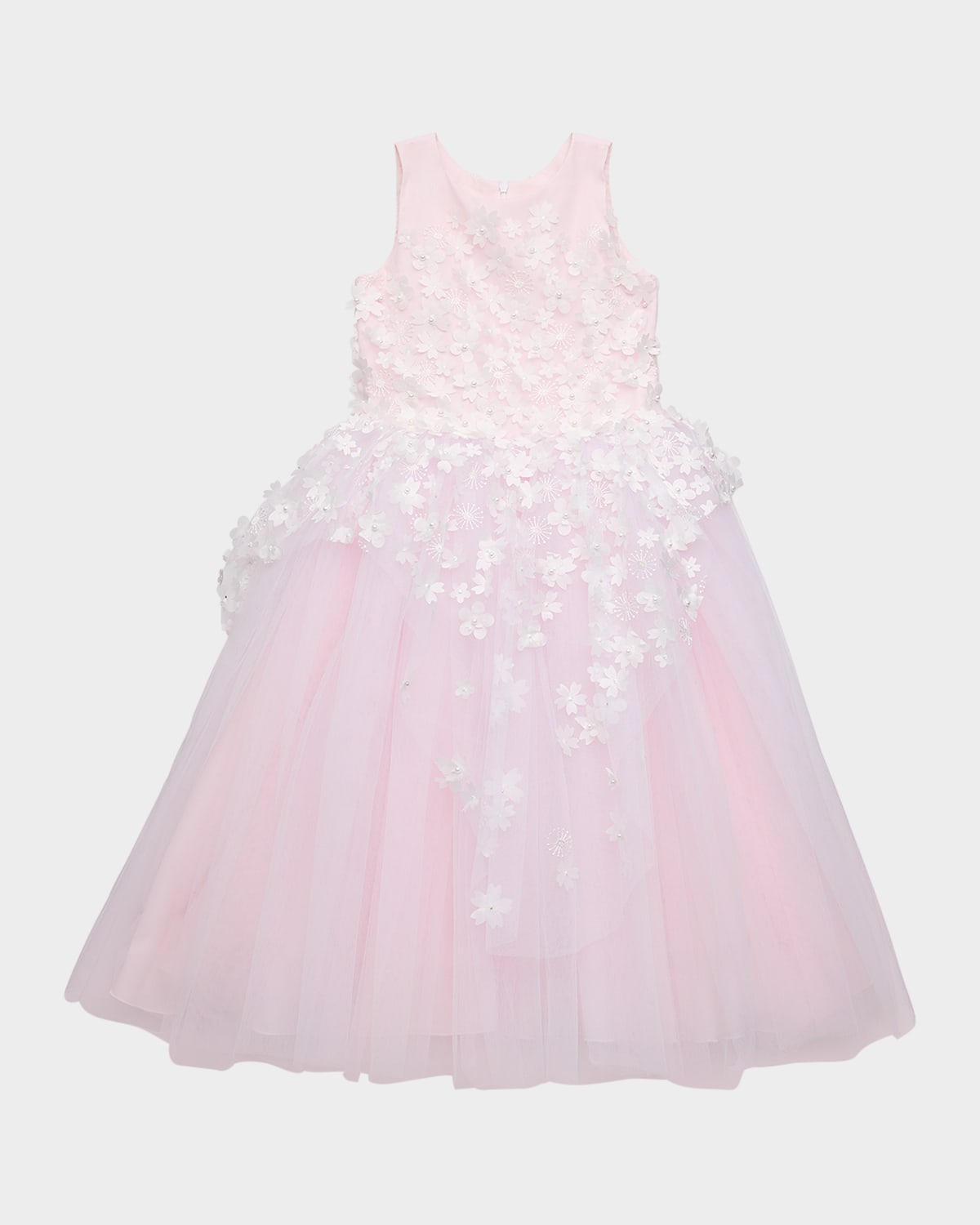 White Label by Zoe Girl's Eliana 3D Flower Embellished Tulle Dress