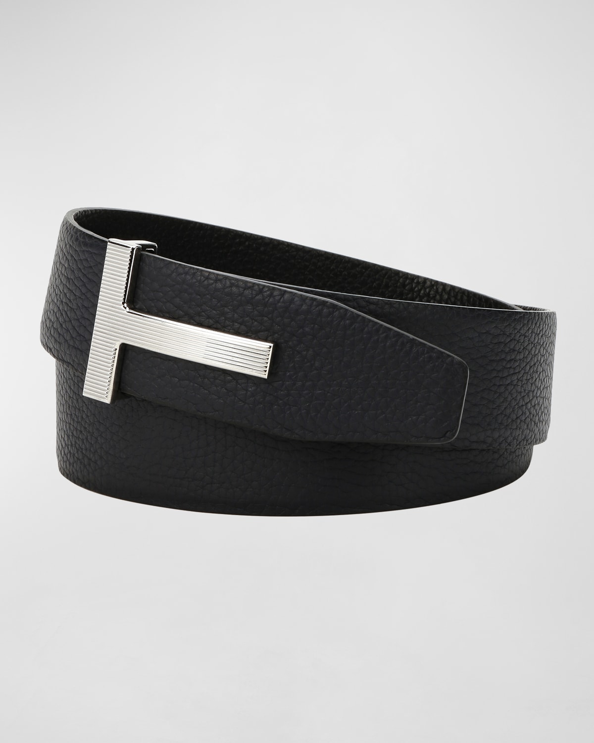 TOM FORD Men's Ridged T-Buckle Reversible Leather Belt | Neiman Marcus