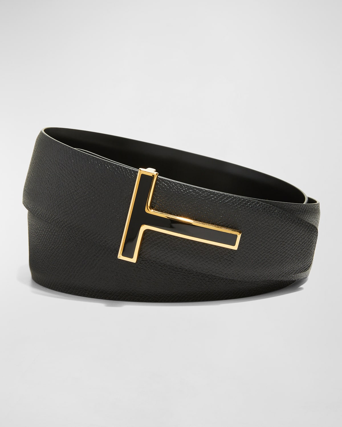 TOM FORD Men's Double T Leather Belt | Neiman Marcus