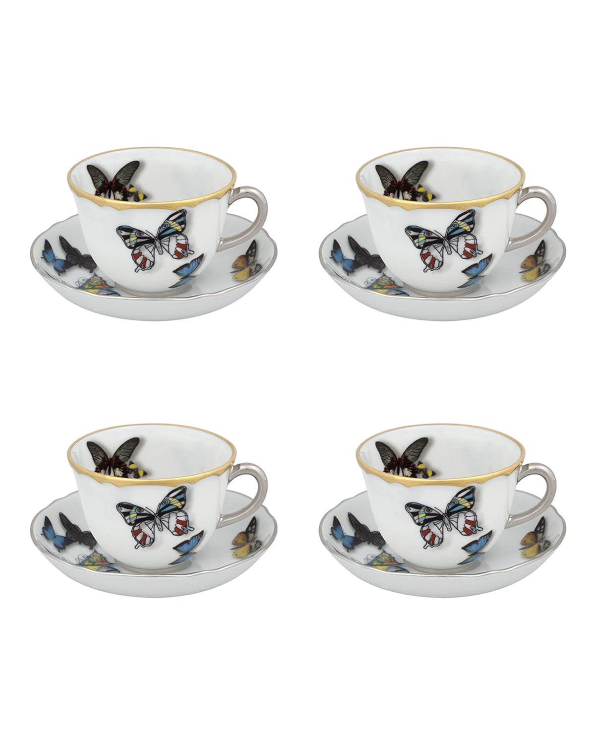 Christian LaCroix X Vista Alegre Butterfly Parade Espresso/Coffee Cups & Saucers, Set of 2