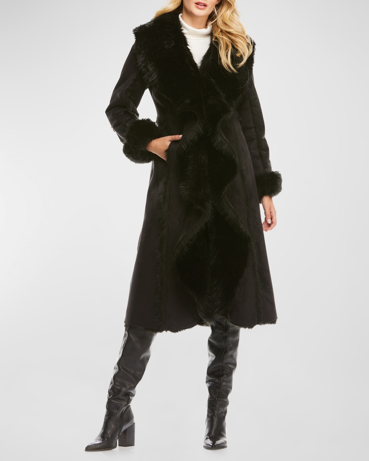 suede faux fur coat