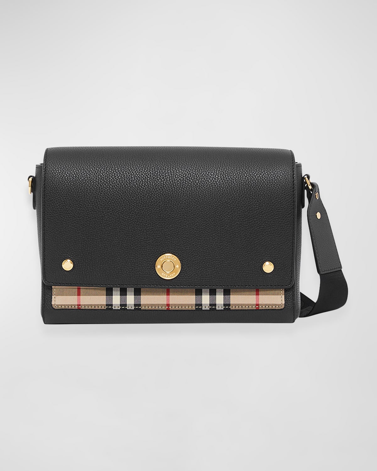 Medium note check & leather crossbody bag sale