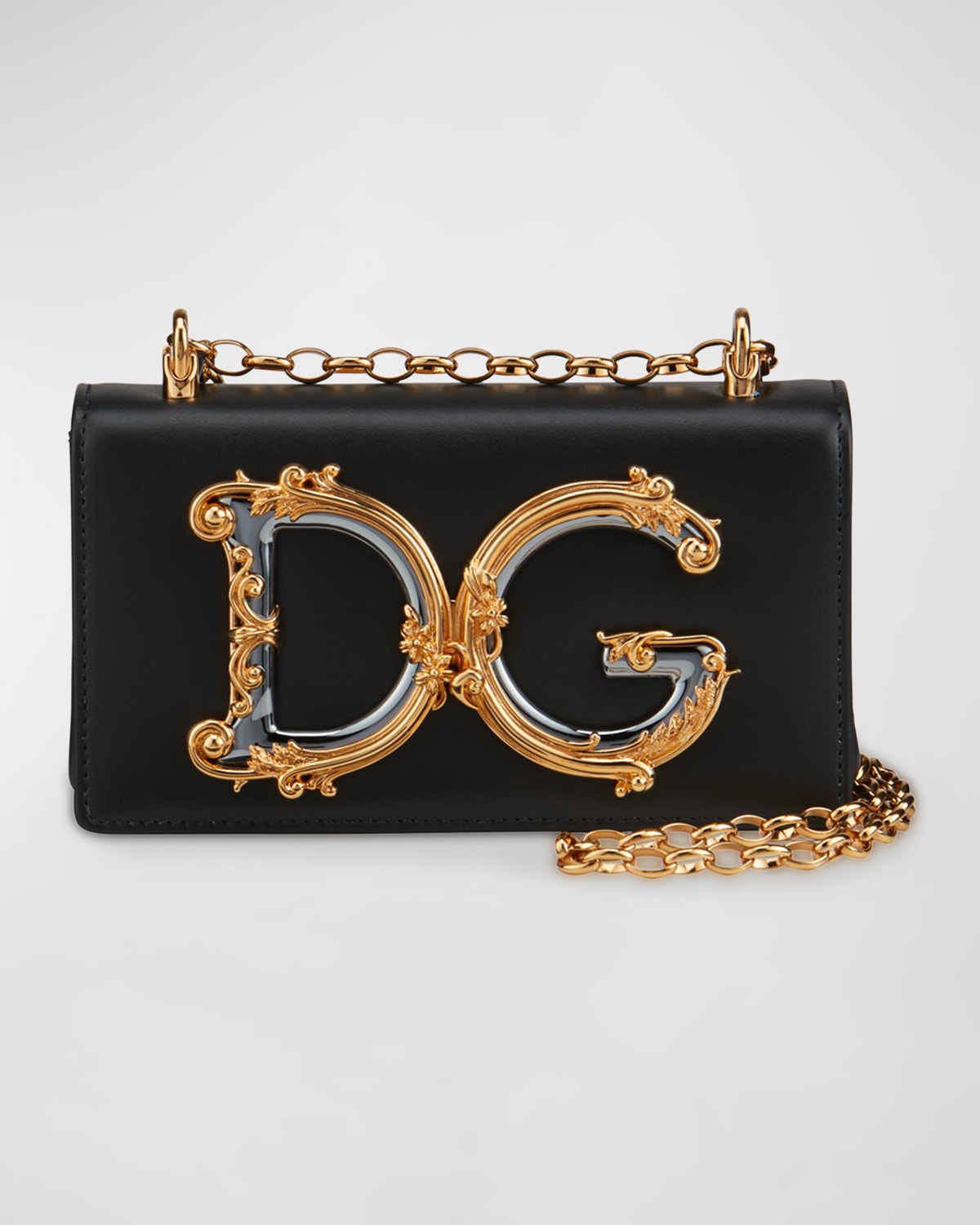 Dolce&Gabbana DG Girls Barocco Leather Shoulder Bag | Neiman Marcus