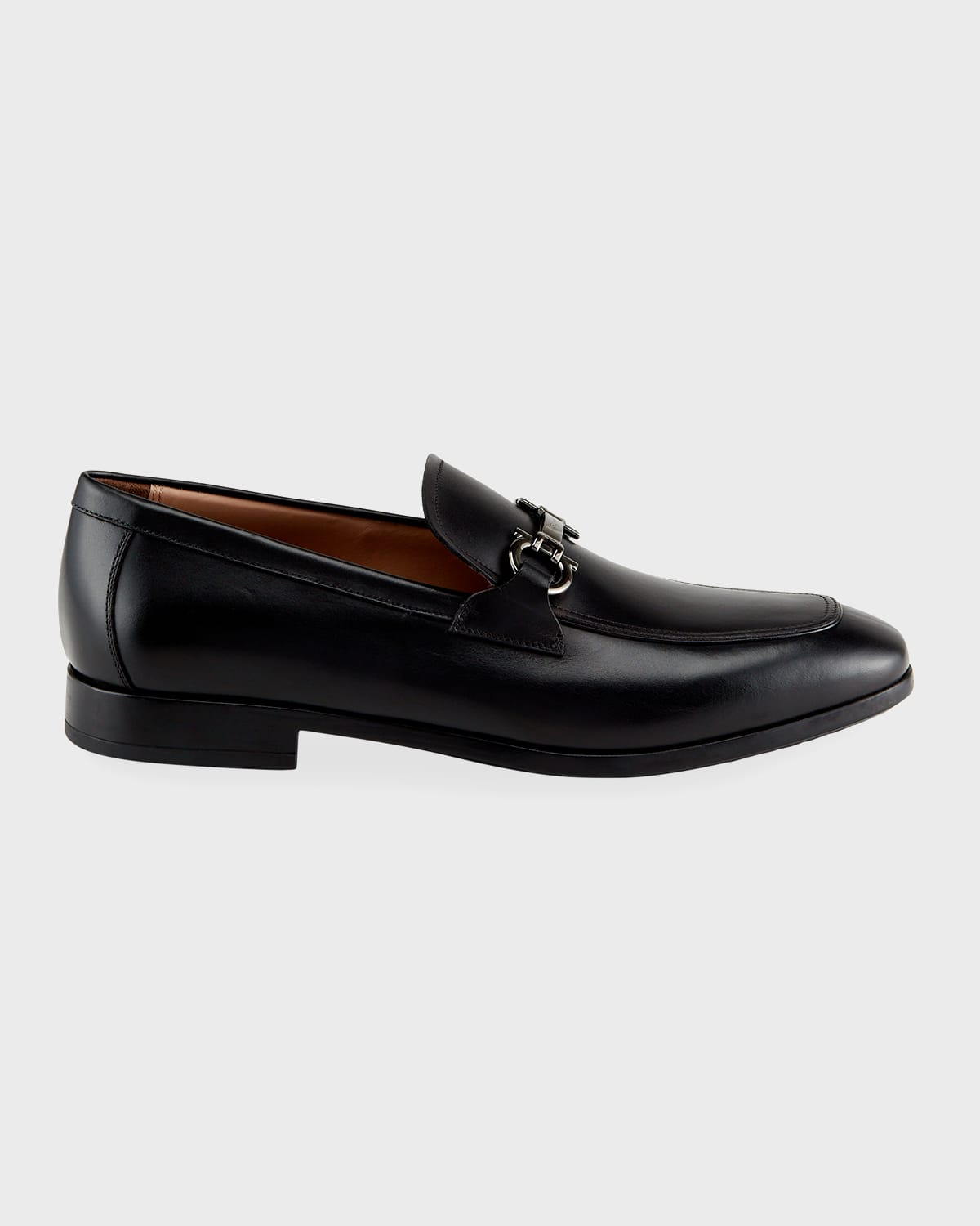 Ferragamo Men's Reno Leather Loafers with Matte Gancini Bit | Neiman Marcus