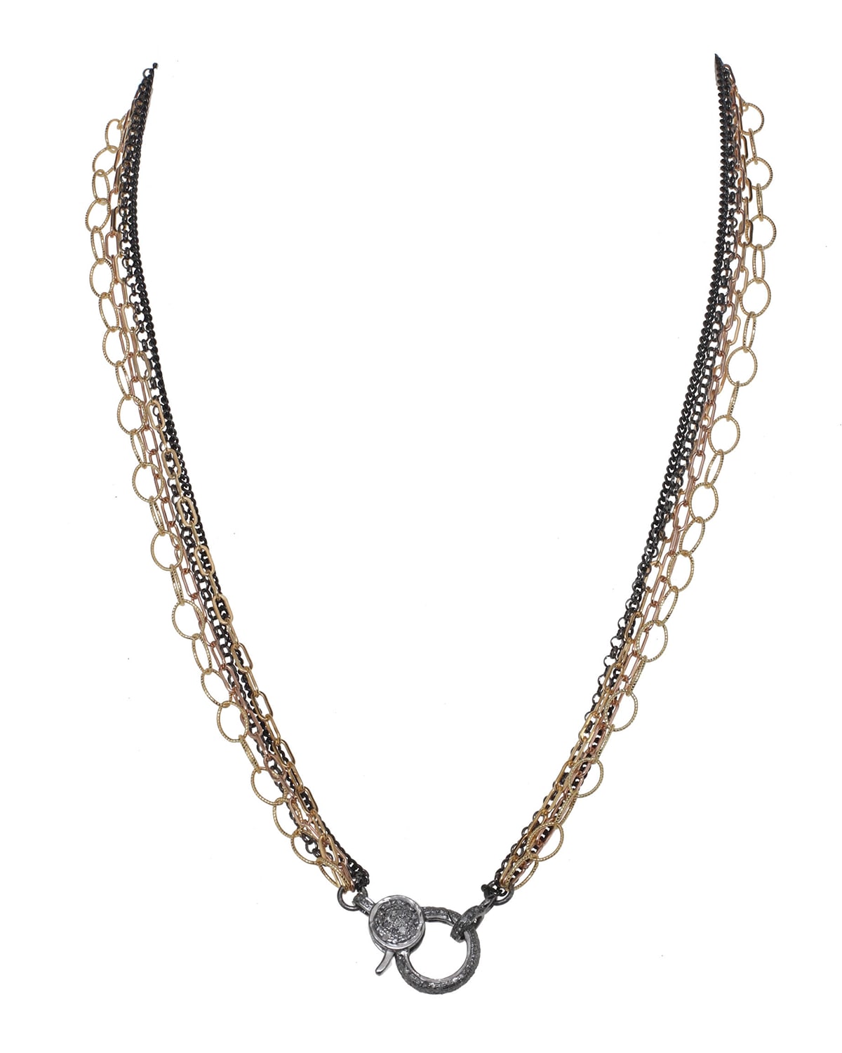 Margo Morrison Rhodium Finish Sterling Silver Chain with Diamond Clasp ...