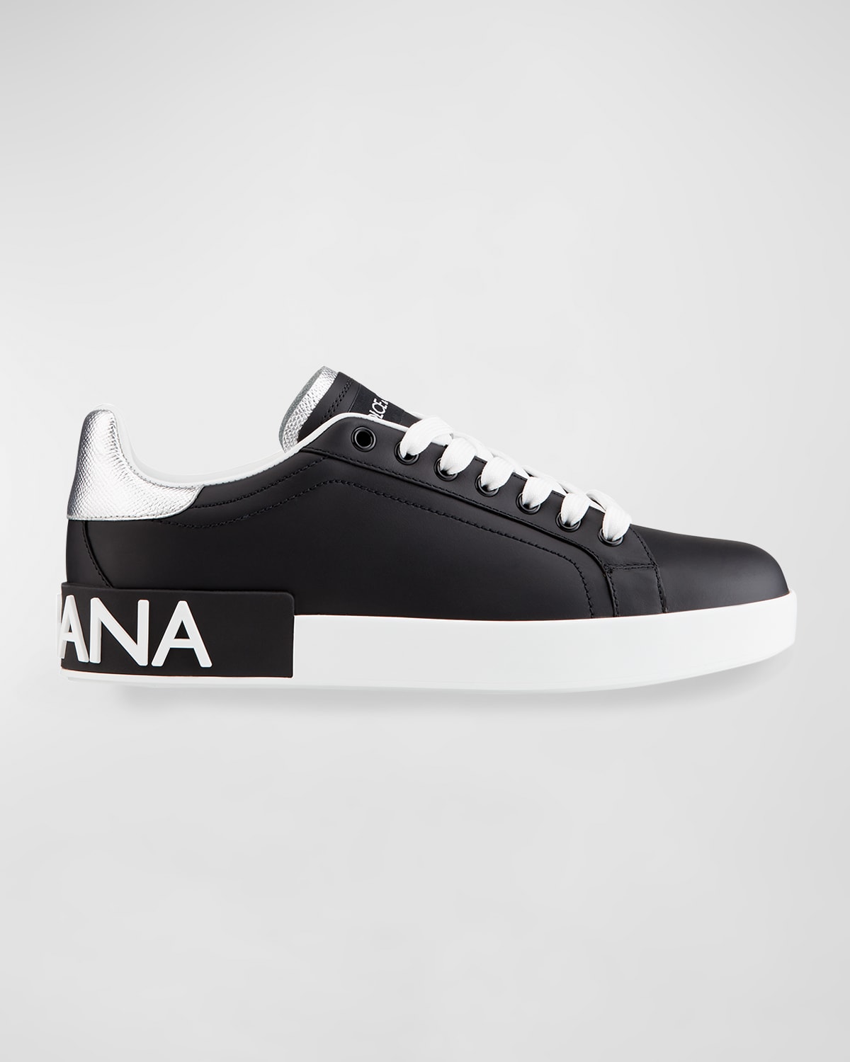 Dolce & Gabbana White Blue Leather Low Top Sneakers Shoes