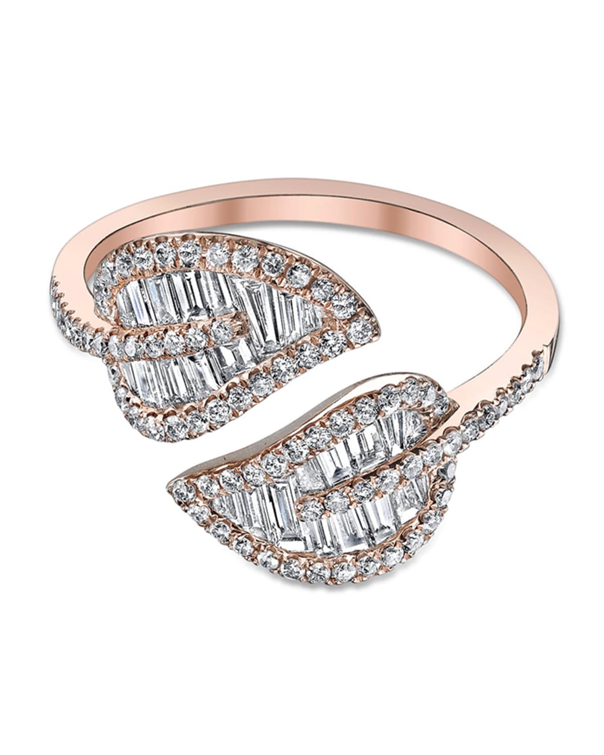 Anita Ko 18k Rose Gold & Diamond Palm Leaf Wrap Ring, Size 6 Neiman
