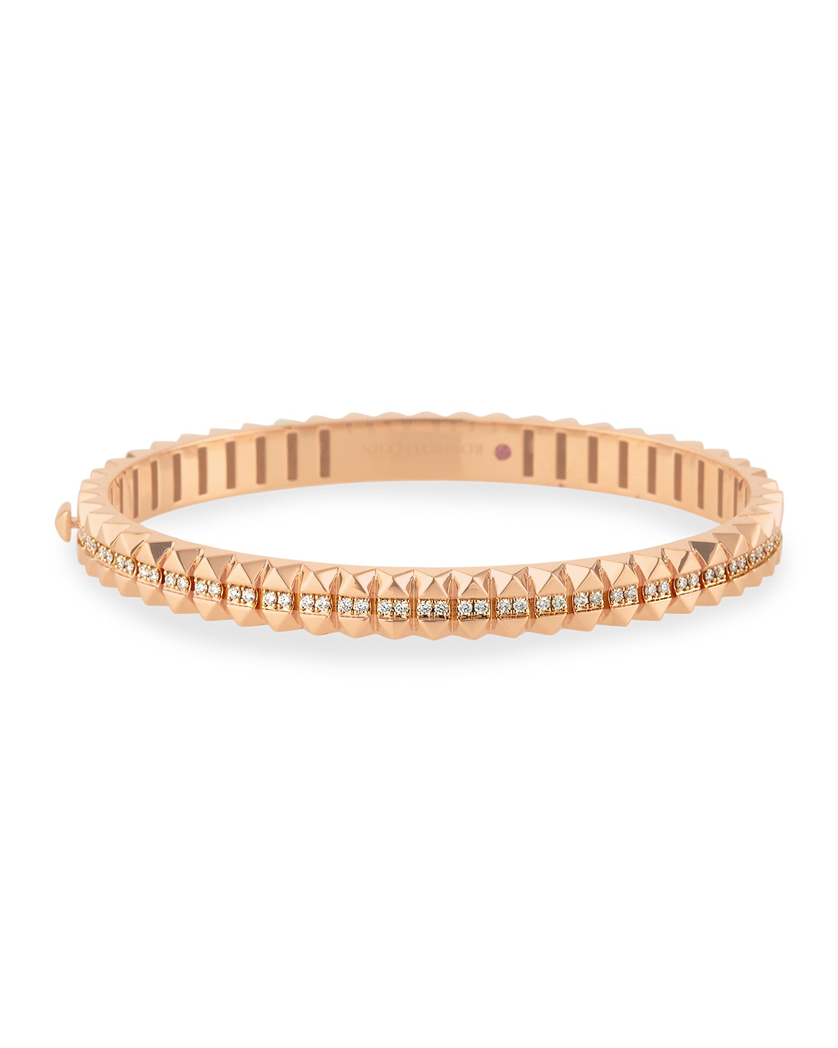 Roberto Coin Polished & Pave 18k Rose Gold Diamond 2-Row Bangle ...