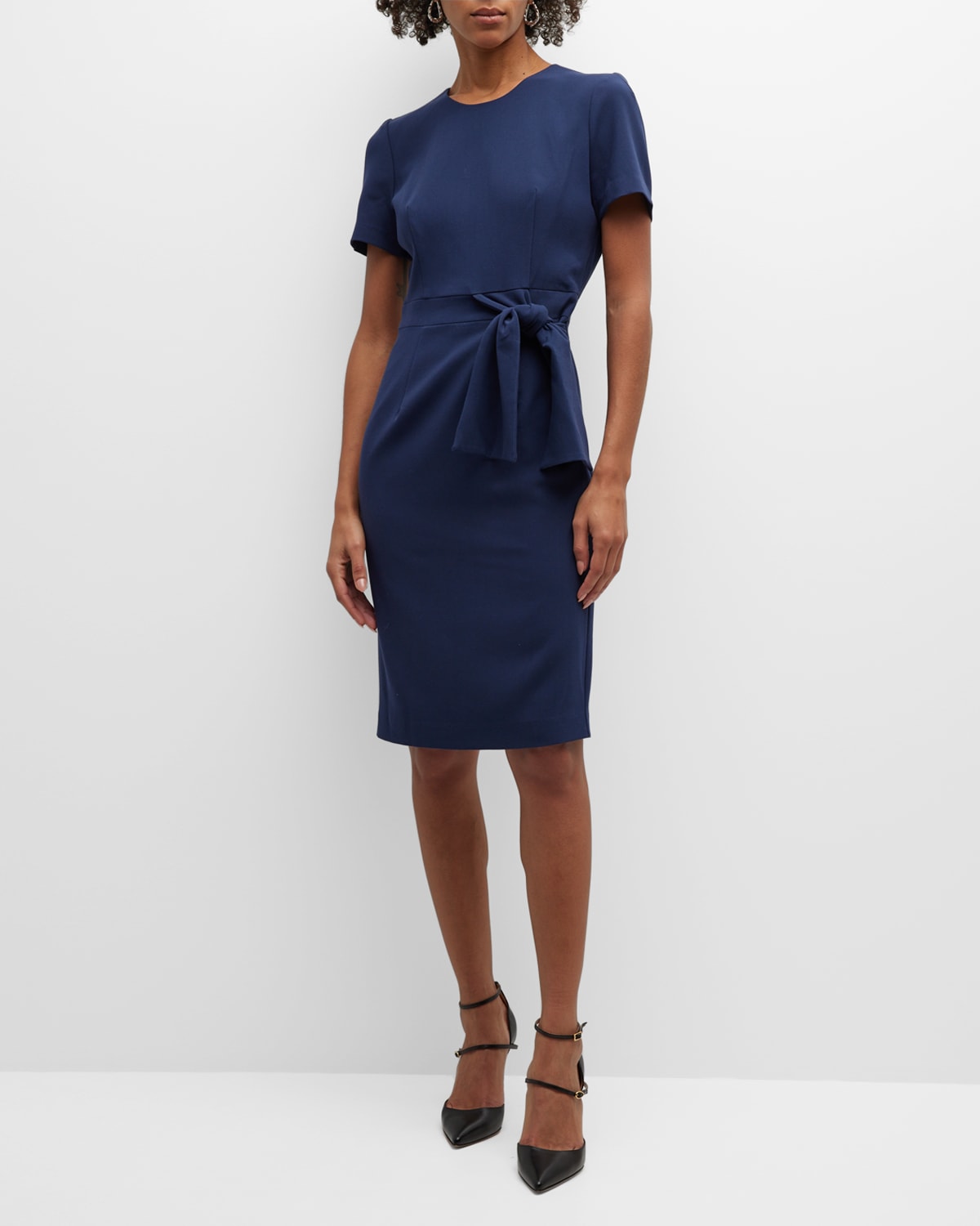 Black Halo Harbor Tie-Waist Sheath Dress | Neiman Marcus