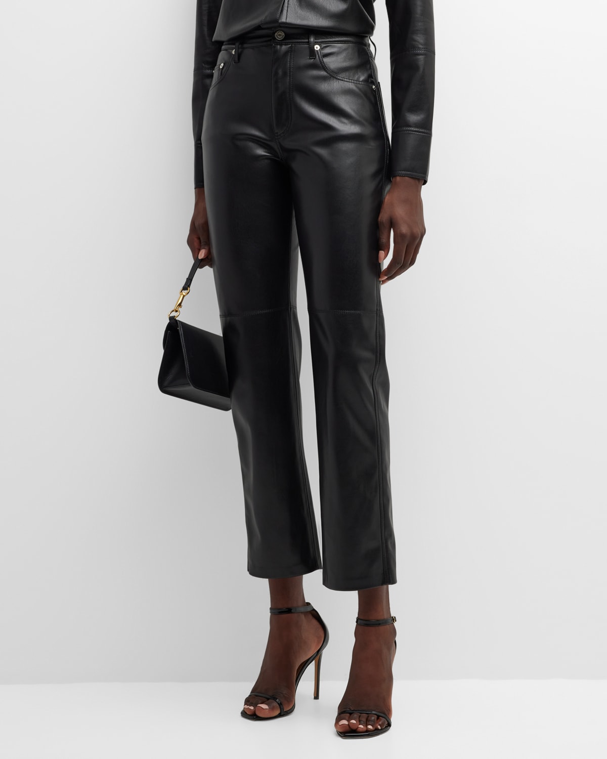 Koche Wide-Leg Paneled Faux-Leather Pants | Neiman Marcus
