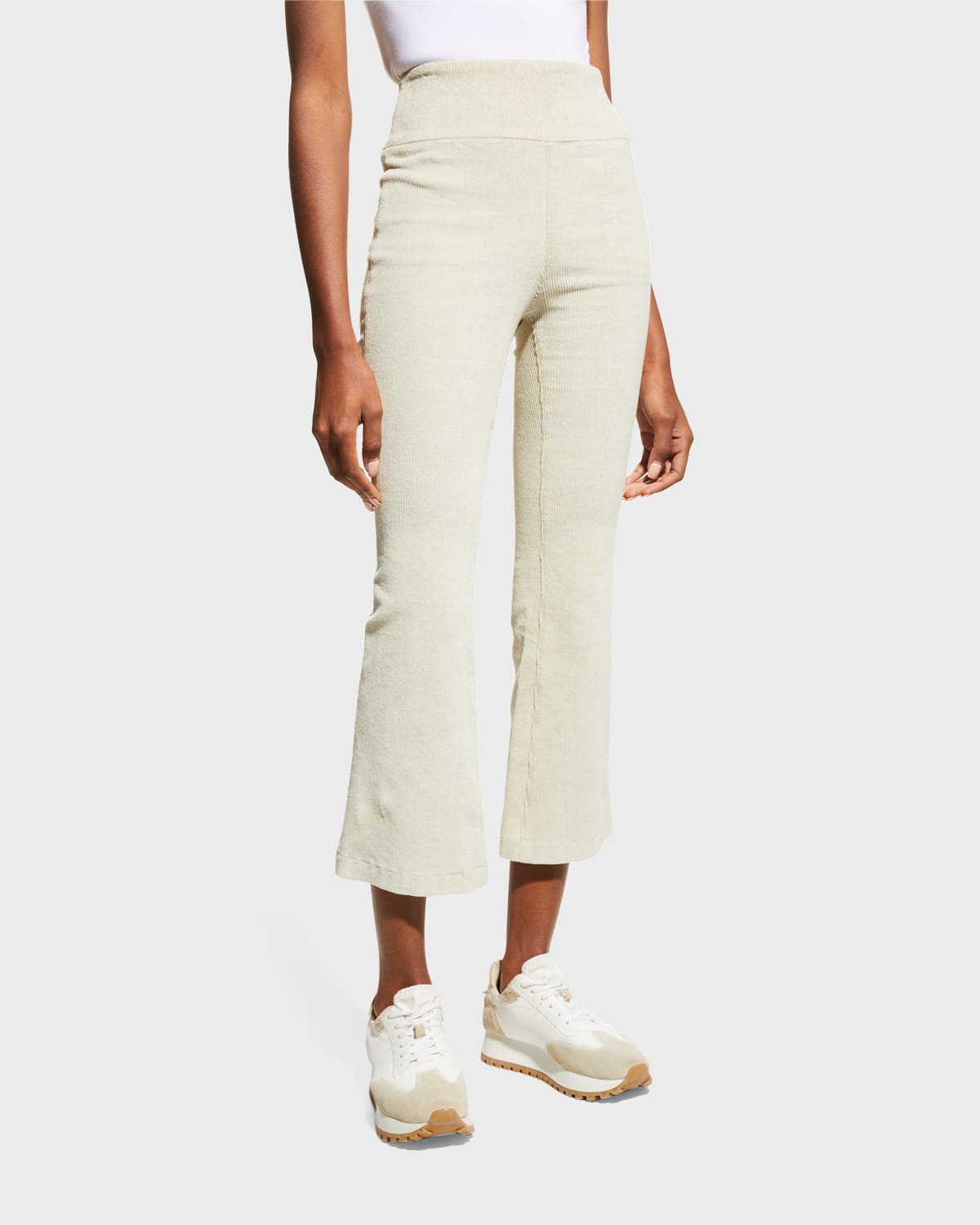 SPRWMN HighWaist FlareLeg Cropped Leather Leggings Neiman Marcus