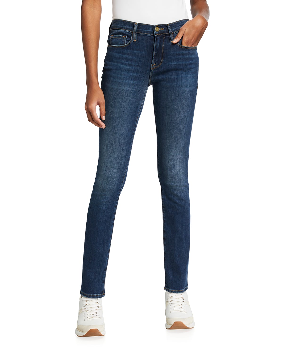 FRAME Le Color Skinny Denim Jeans, Film Noir | Neiman Marcus