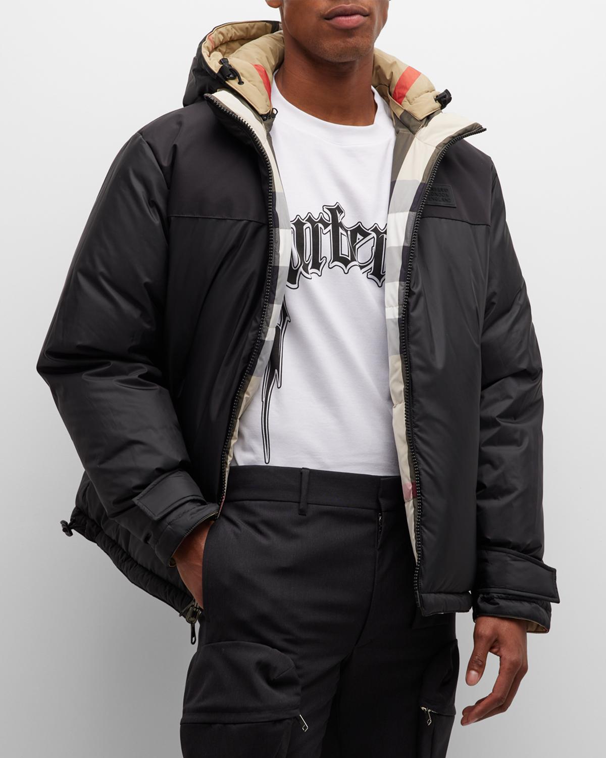 Burberry Men's Rutland Reversible Check Puffer Jacket | Neiman Marcus